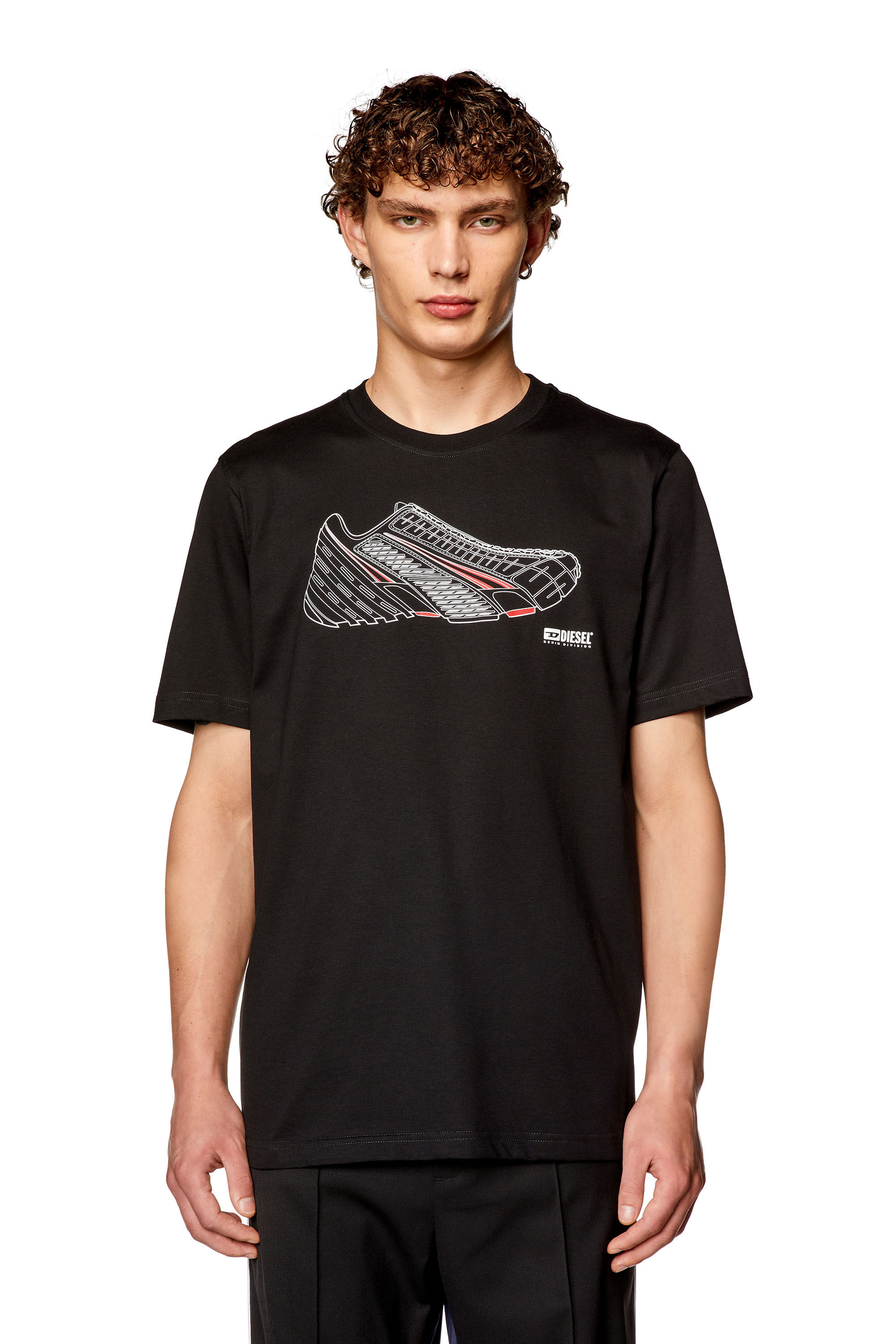 Diesel - T-JUST-SHOE, Man's T-shirt with Prototype sneaker print in Black - 2