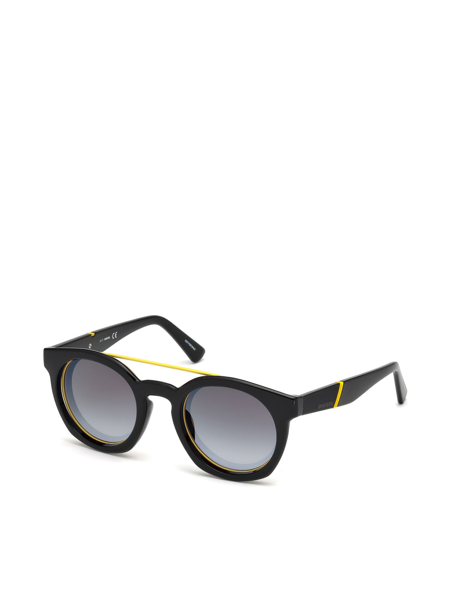 Diesel - DL0251, Occhiali tondi con clip-back lucente Unisex in Nero - 5