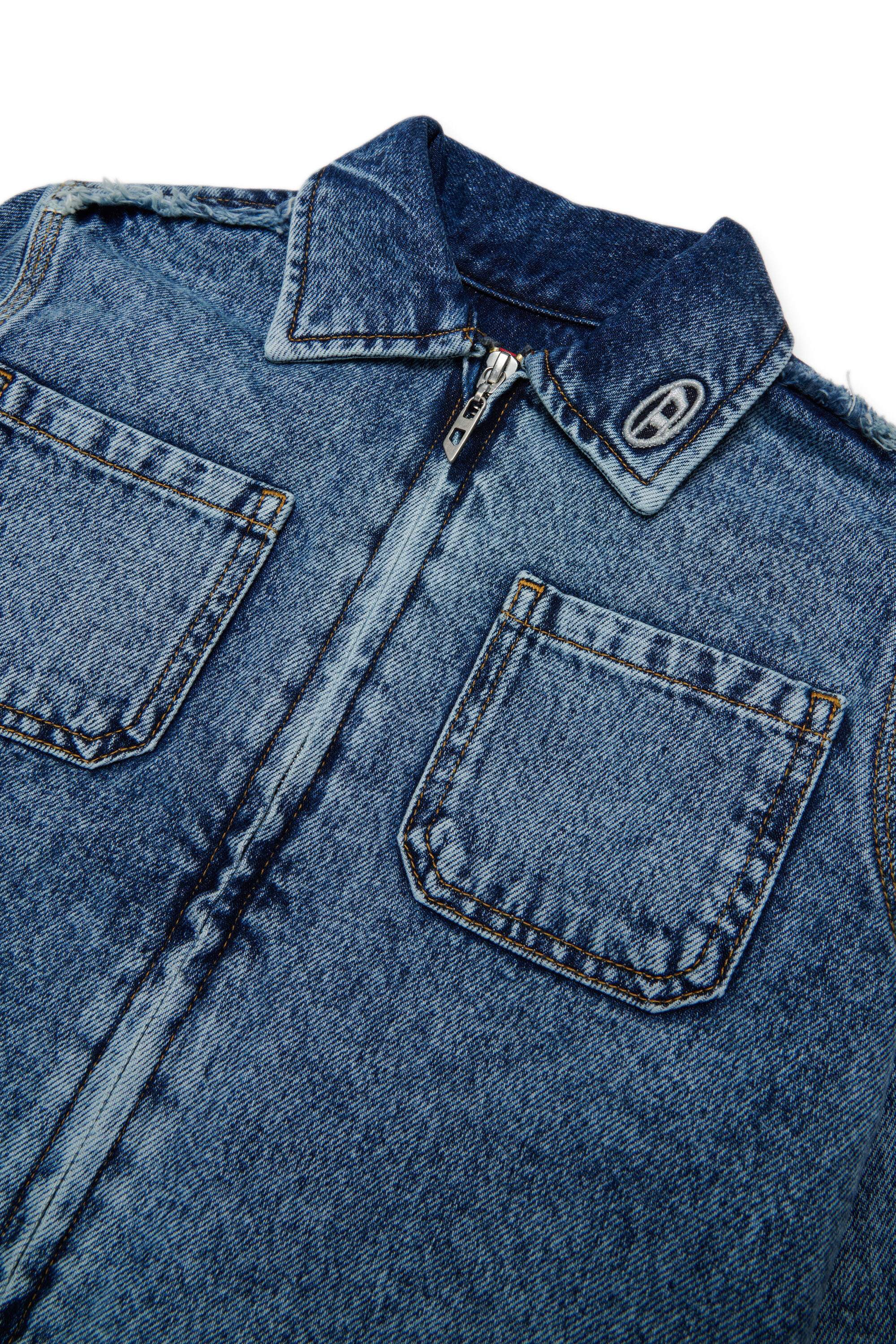 Diesel - CELKA, Camicia in denim con zip e dettaglio sfrangiato Donna in Blu - 3