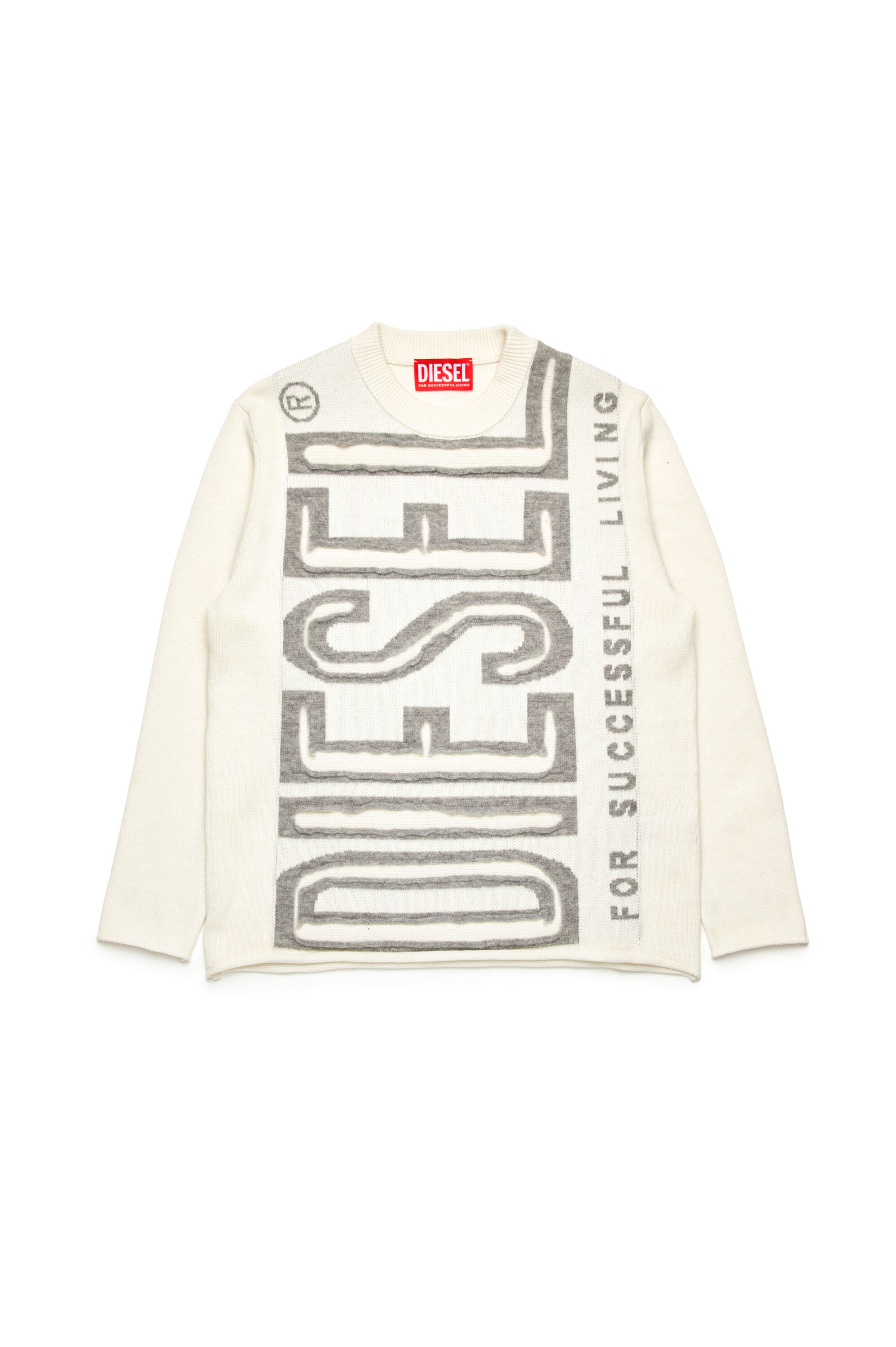 Diesel - KFLOYD OVER, Maglione con logo effetto peel-off Uomo in Bianco - 1