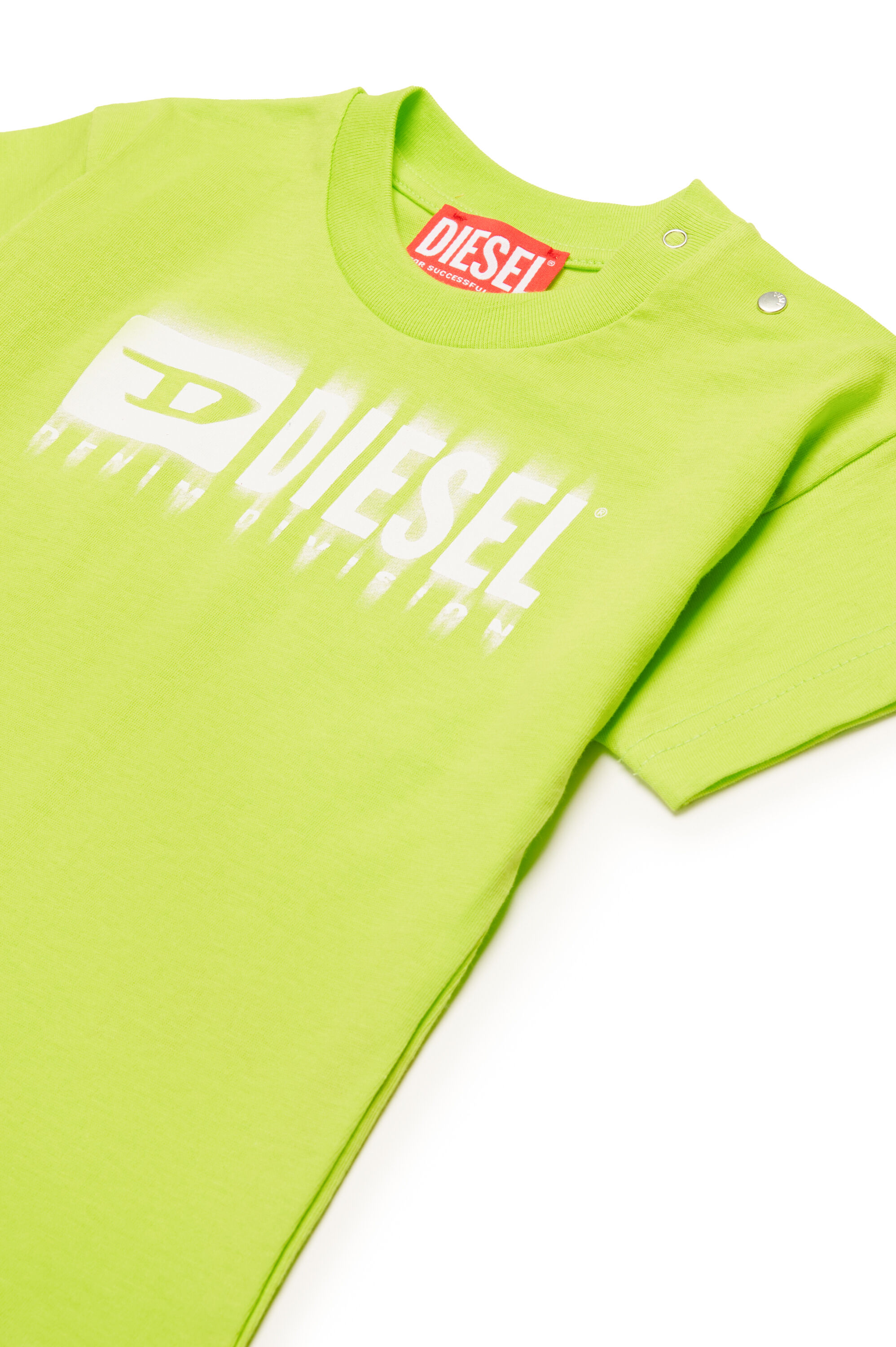 Diesel - TDIEGORL6MAB, T-shirt con logo sbavato Unisex in Verde - 3