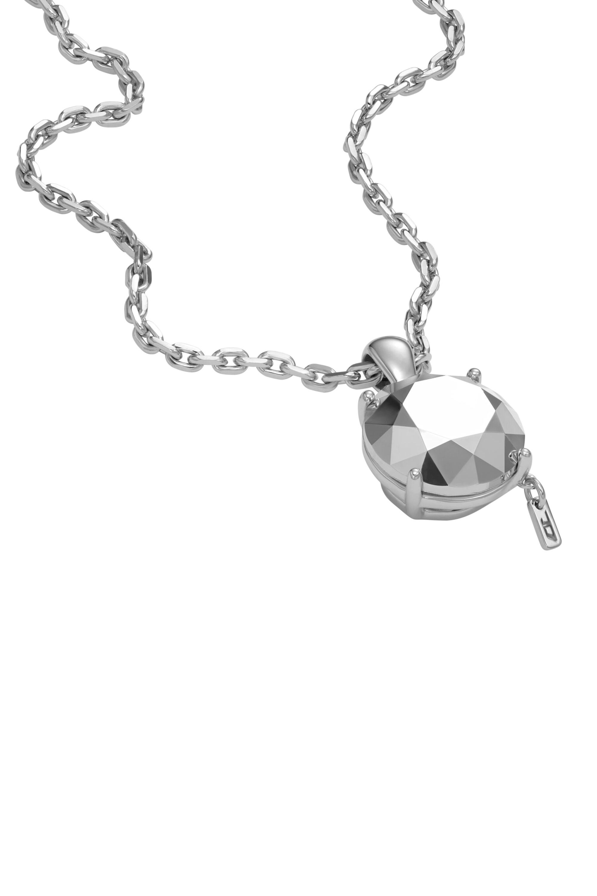 Diesel - DL1355040 STERLING SILVER JEWEL, Collana taglio diamante in argento sterling Unisex in Argento - 1