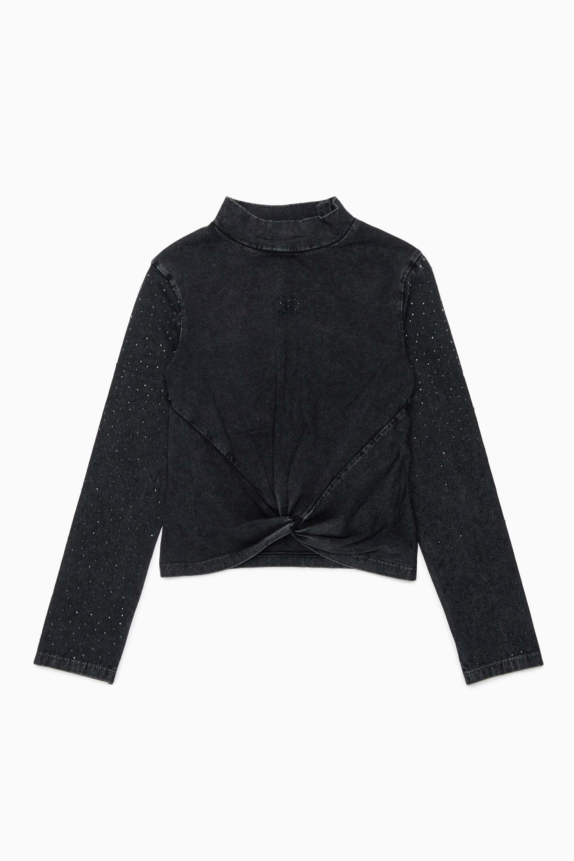 Diesel - TKNOT, Top con orlo twist e strass Donna in Nero - 1