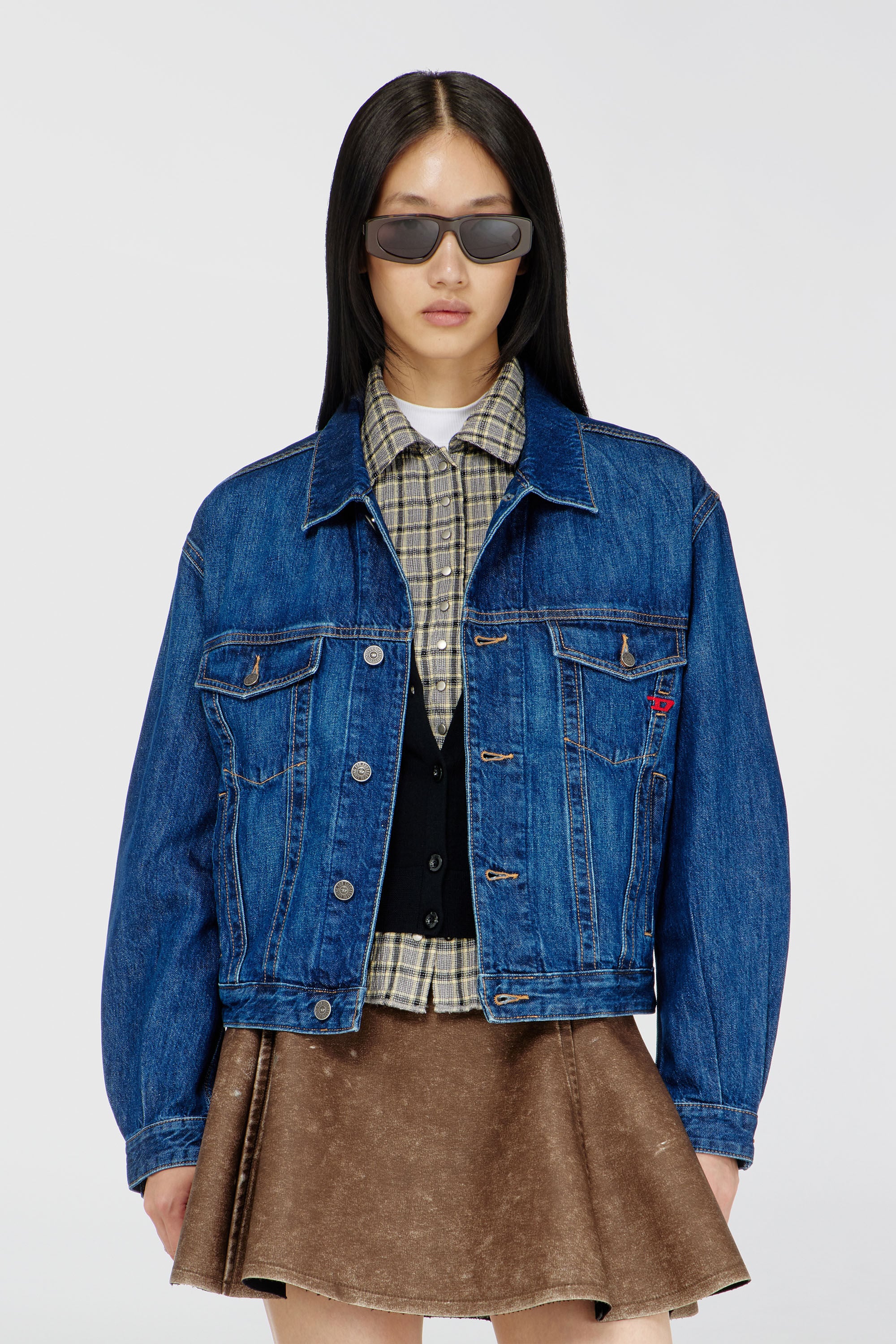 Diesel - D-RANGER, Man's Trucker jacket in denim in Medium blue - 3