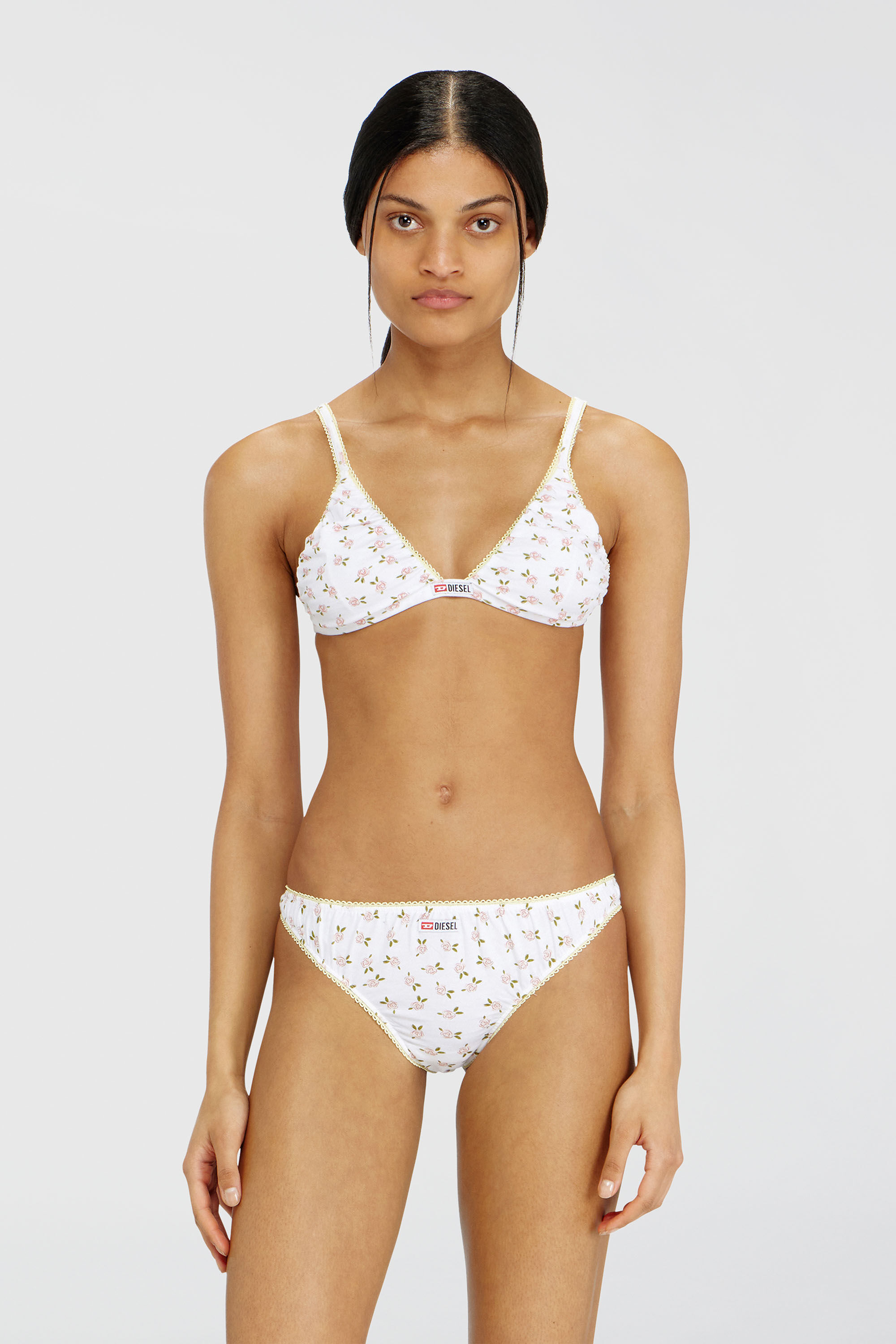 Diesel - JANA-D-CORE, Reggiseno a triangolo in cotone con stampa floreale all-over Donna in Bianco - 3