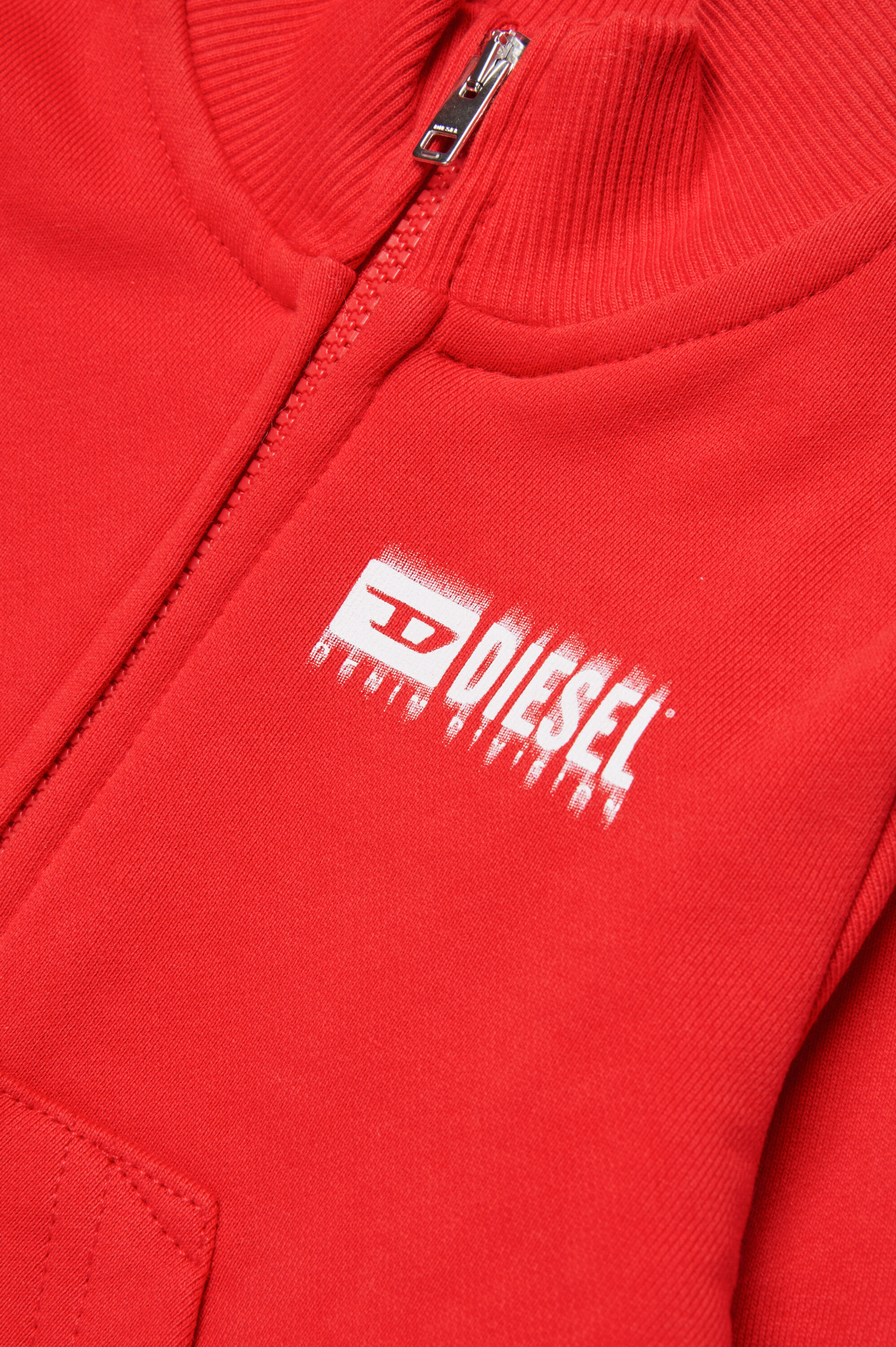 Diesel - SVOUGZIPALB, Felpa con zip e logo sbavato Unisex in Rosso - 4