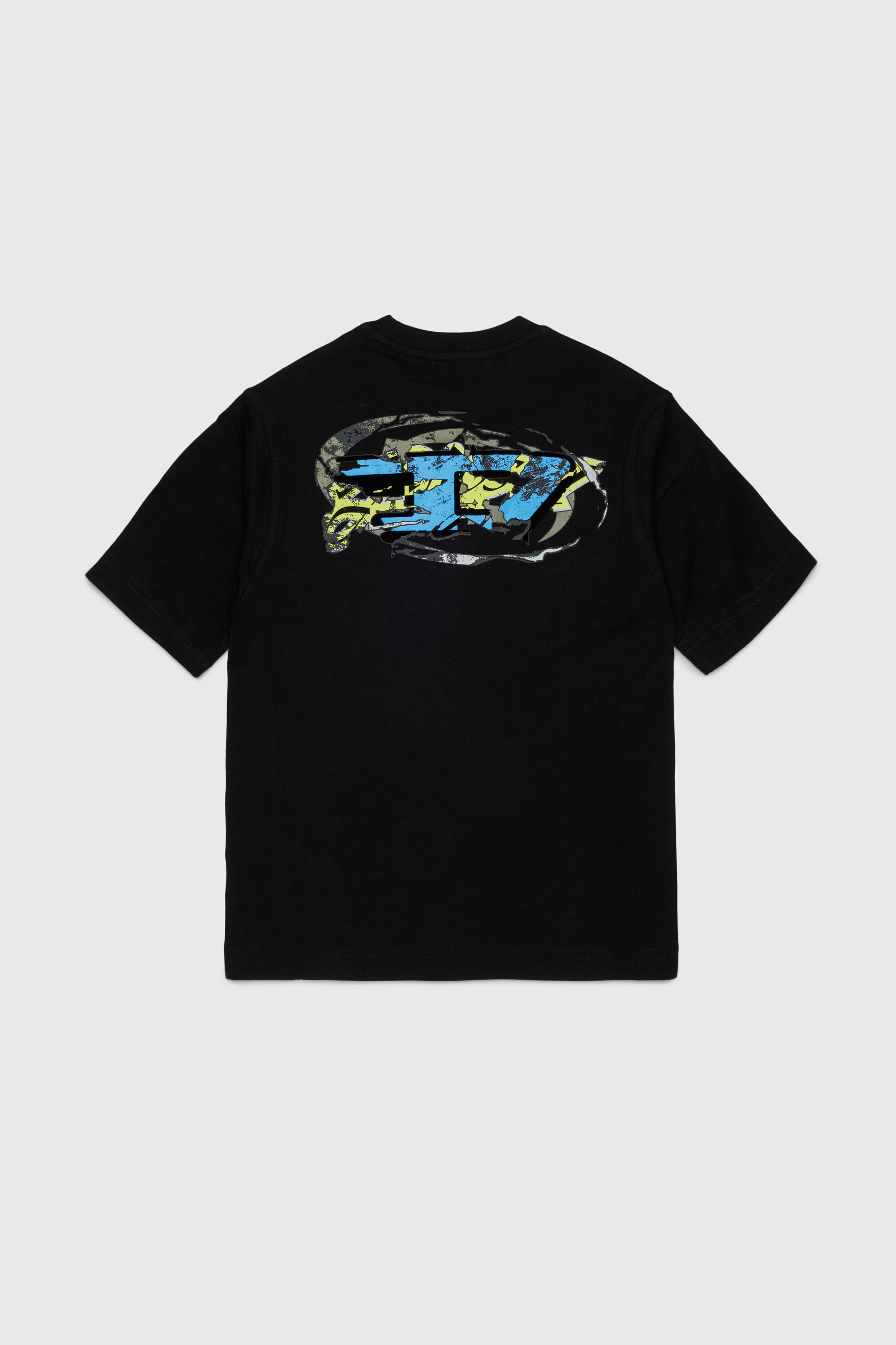 Diesel - TSCRAP OVER, T-shirt con ricamo Oval D e stampa flock Uomo in Nero - 2