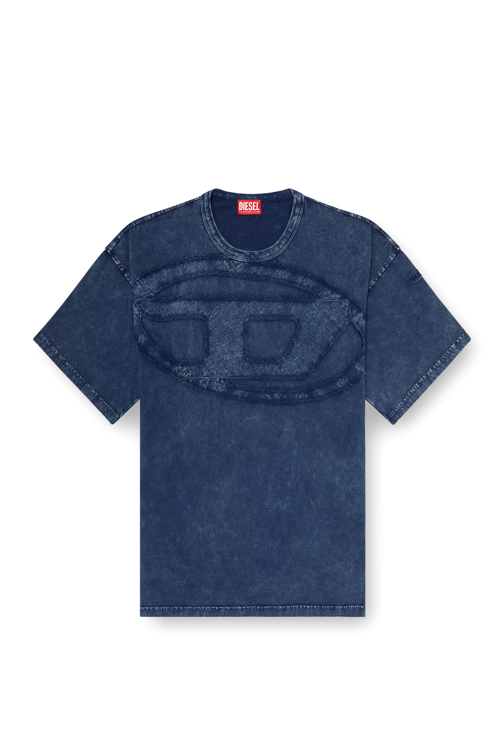 Diesel - T-BOXT-DEN, T-shirt in cotone dal taglio rilassato con applicazione Oval D Uomo in Blu - 2