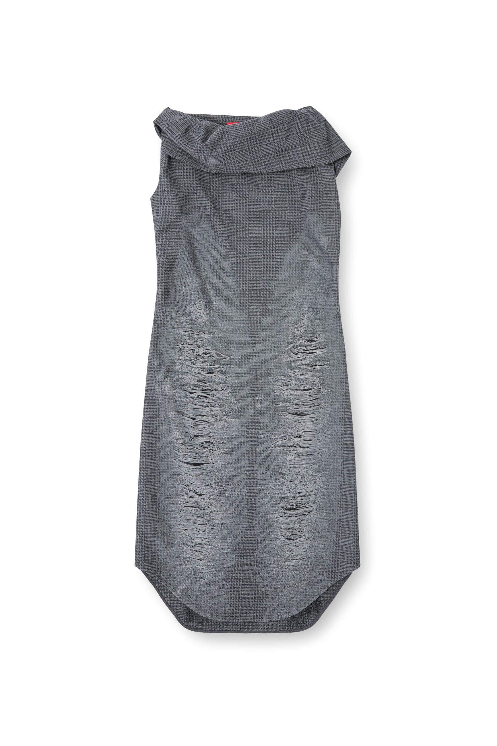 Diesel - D-MAUVE, Abito midi distressed con motivo Principe di Galles Donna in Grigio - 2