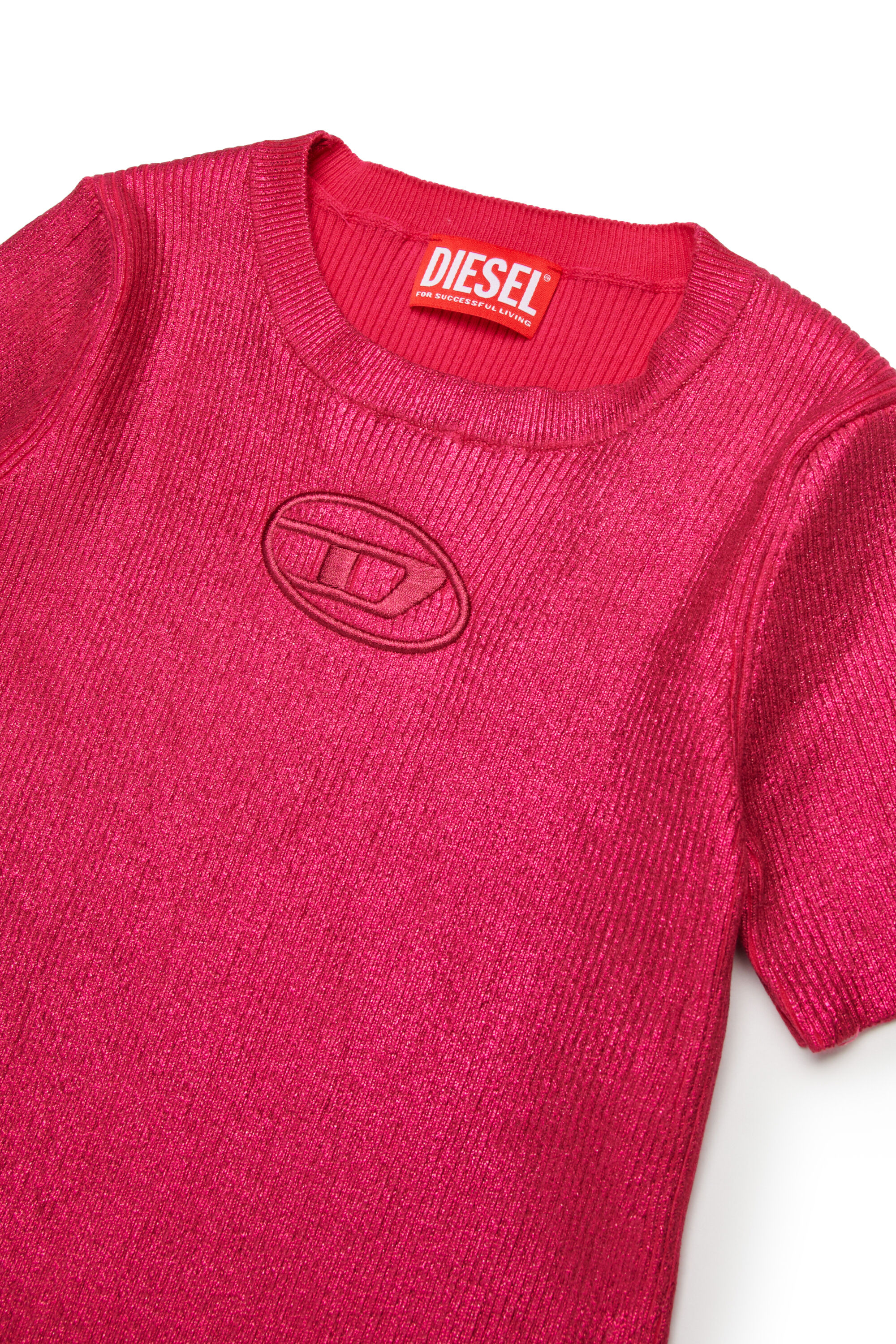 Diesel - DMONERVAX, Abito in maglia a costine metallizzato Donna in Rosa - 3