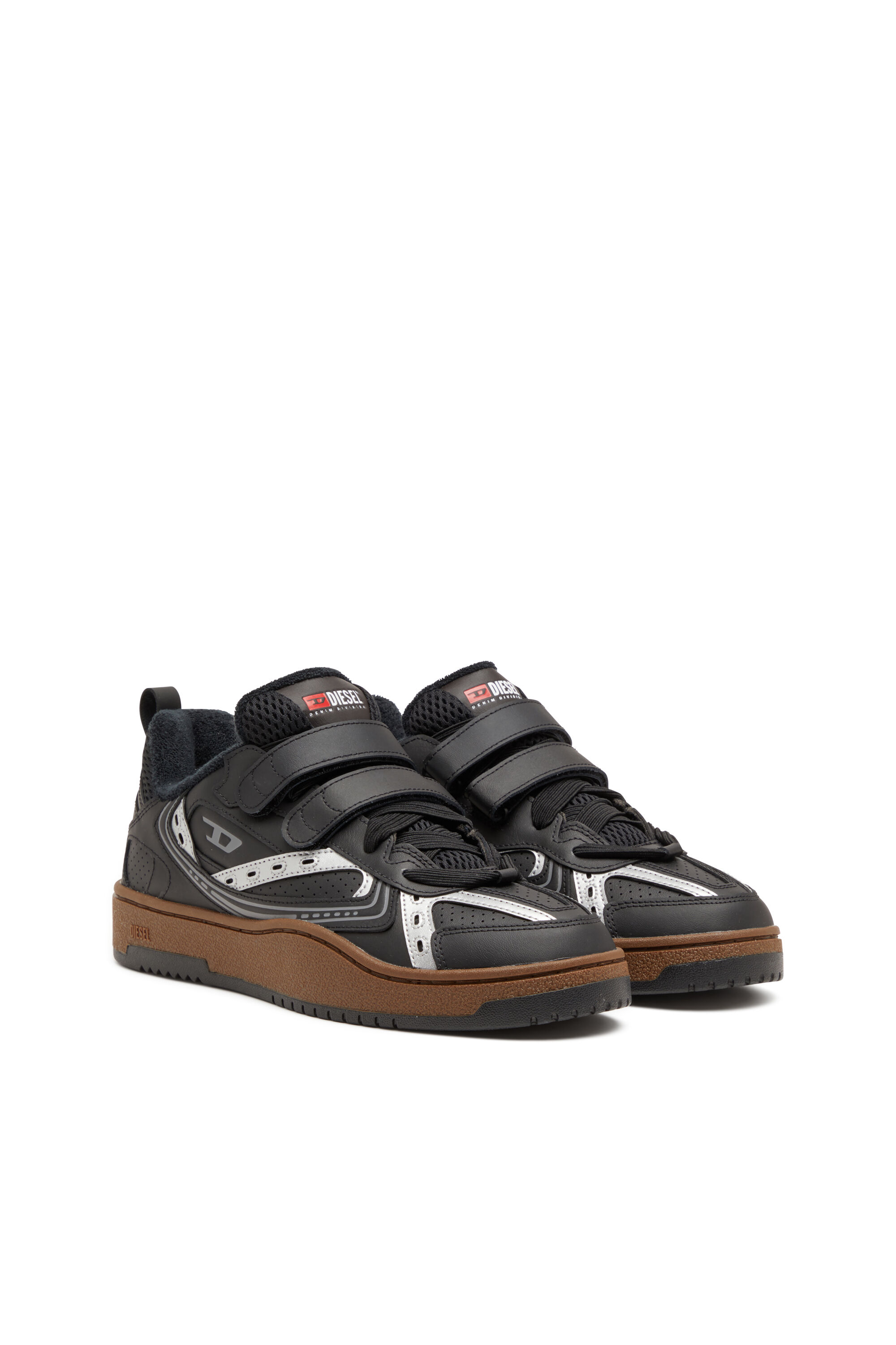 S Ukiyo Sneaker in pelle con chiusure a strappo Uomo Nero Diesel