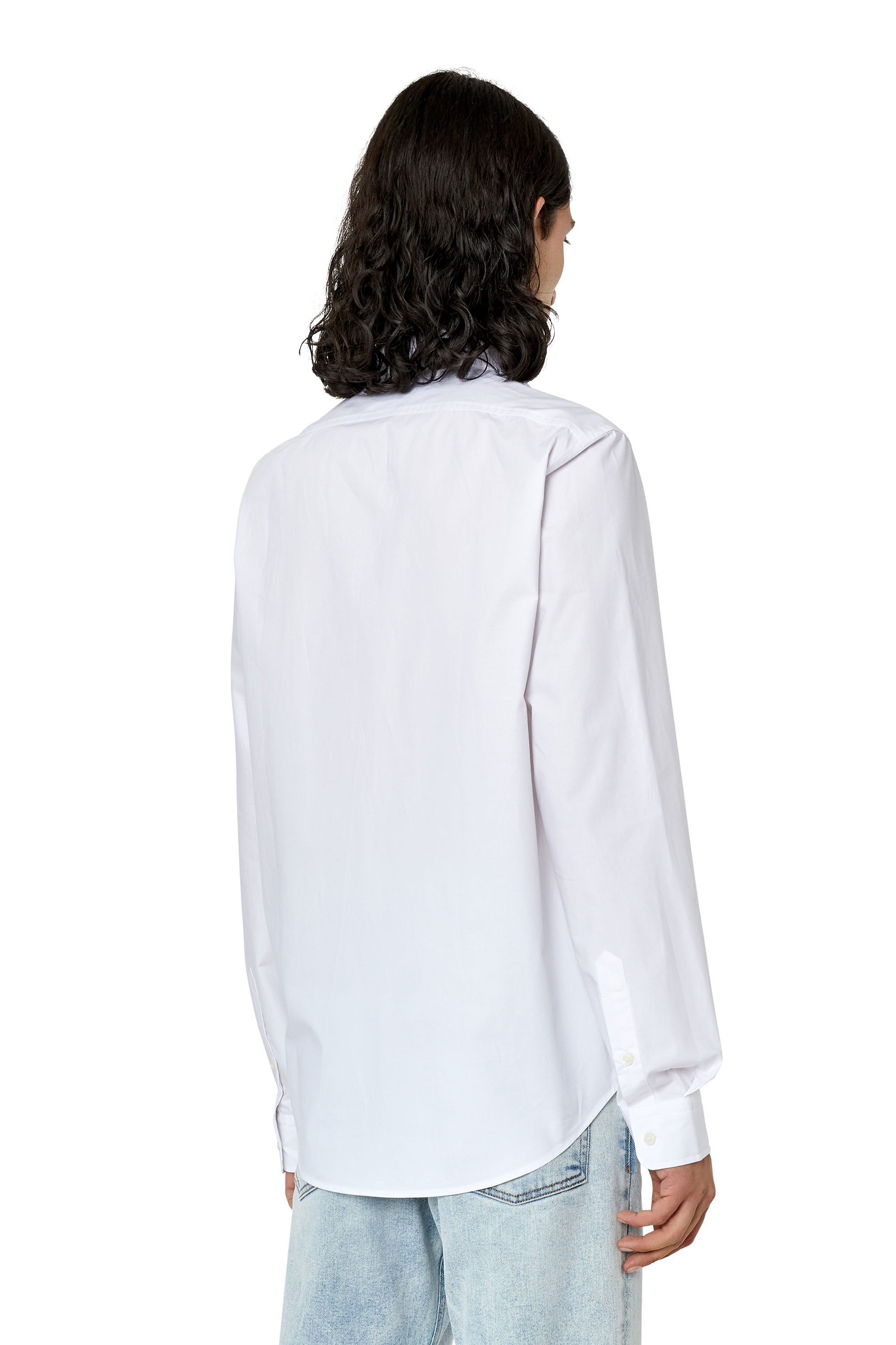 Diesel - S-BEN-CL-A, Camicia in cotone con logo ricamato tono su tono Uomo in Bianco - 4