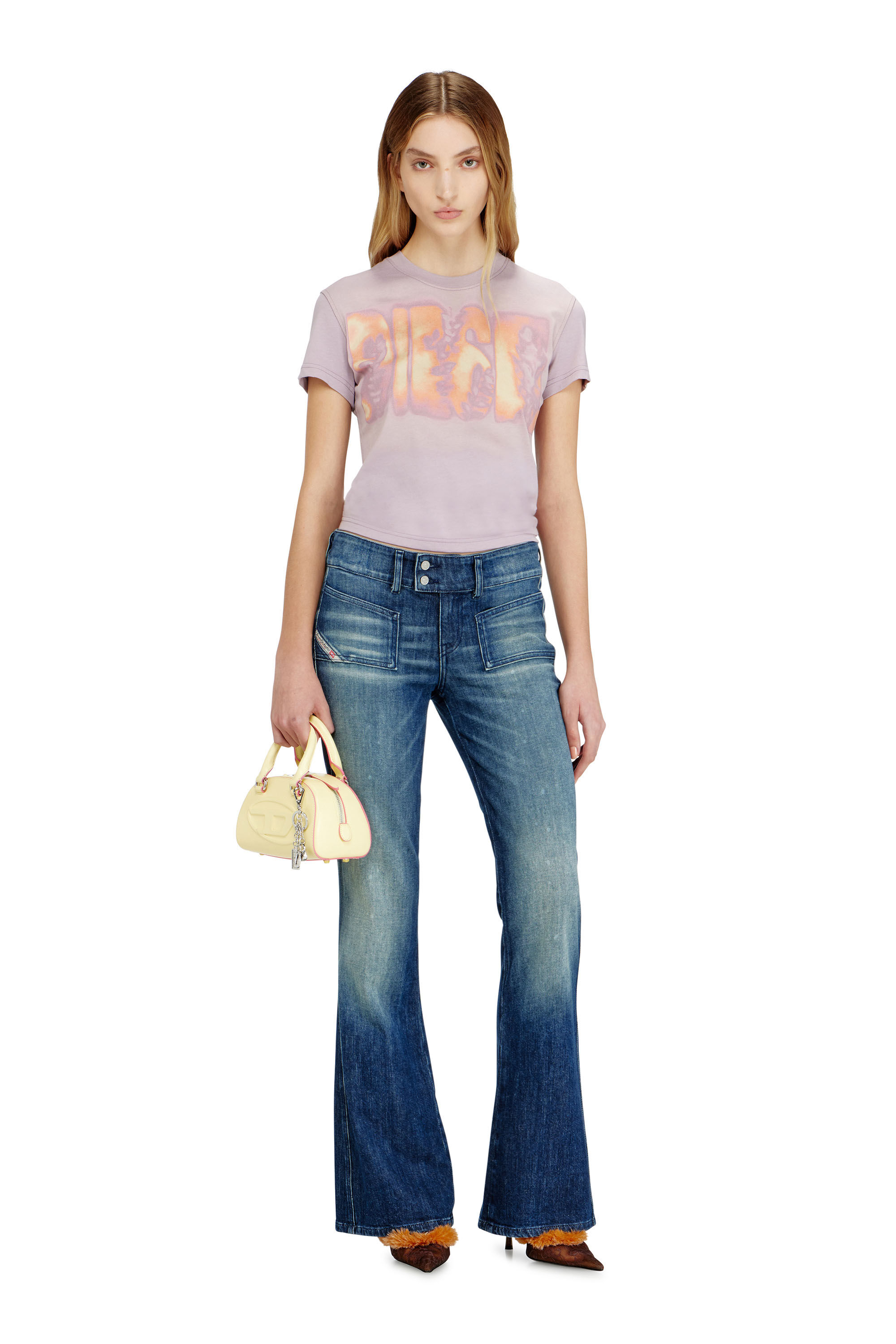 Diesel - T-ILA-AA3, T-shirt slim in jersey con stampa grafica Donna in ToBeDefined - 1