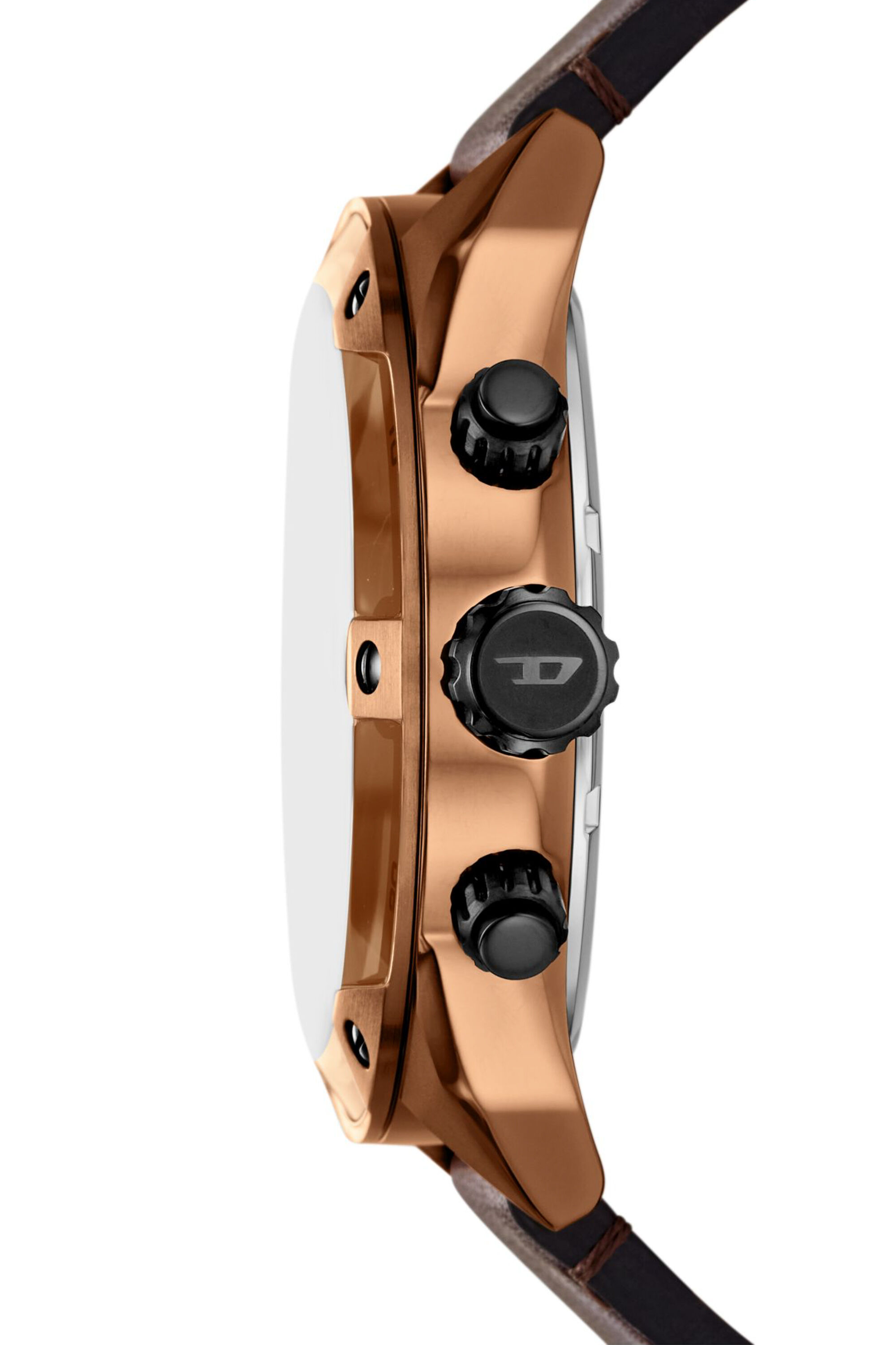Men's Spiked brown leather watch | Brown | Diesel