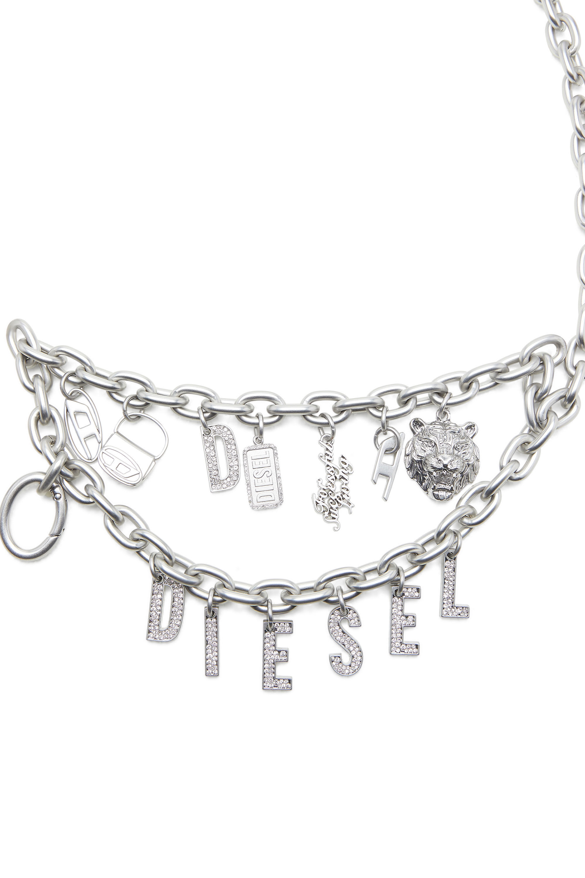 Diesel - HOSHI B-MULTICHARM CHAIN, Cintura in catena con charm Unisex in Argento - 2