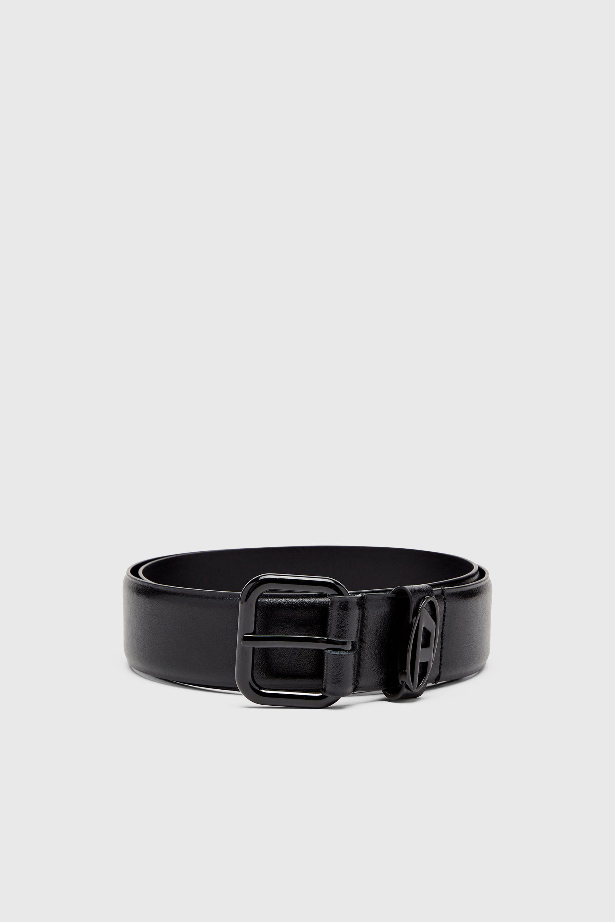 Diesel - B-1DR OVAL D LOOP, Cintura 3.9 cm in pelle con placca logo Unisex in Nero - 1