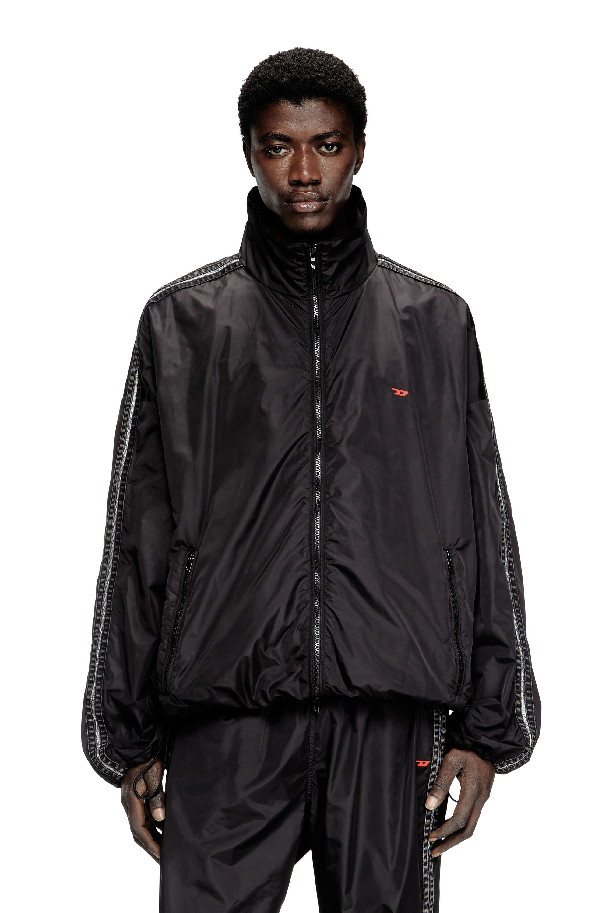Diesel - J-CARON, Giacca sportiva in nylon con fasce in denim Uomo in Nero - 3