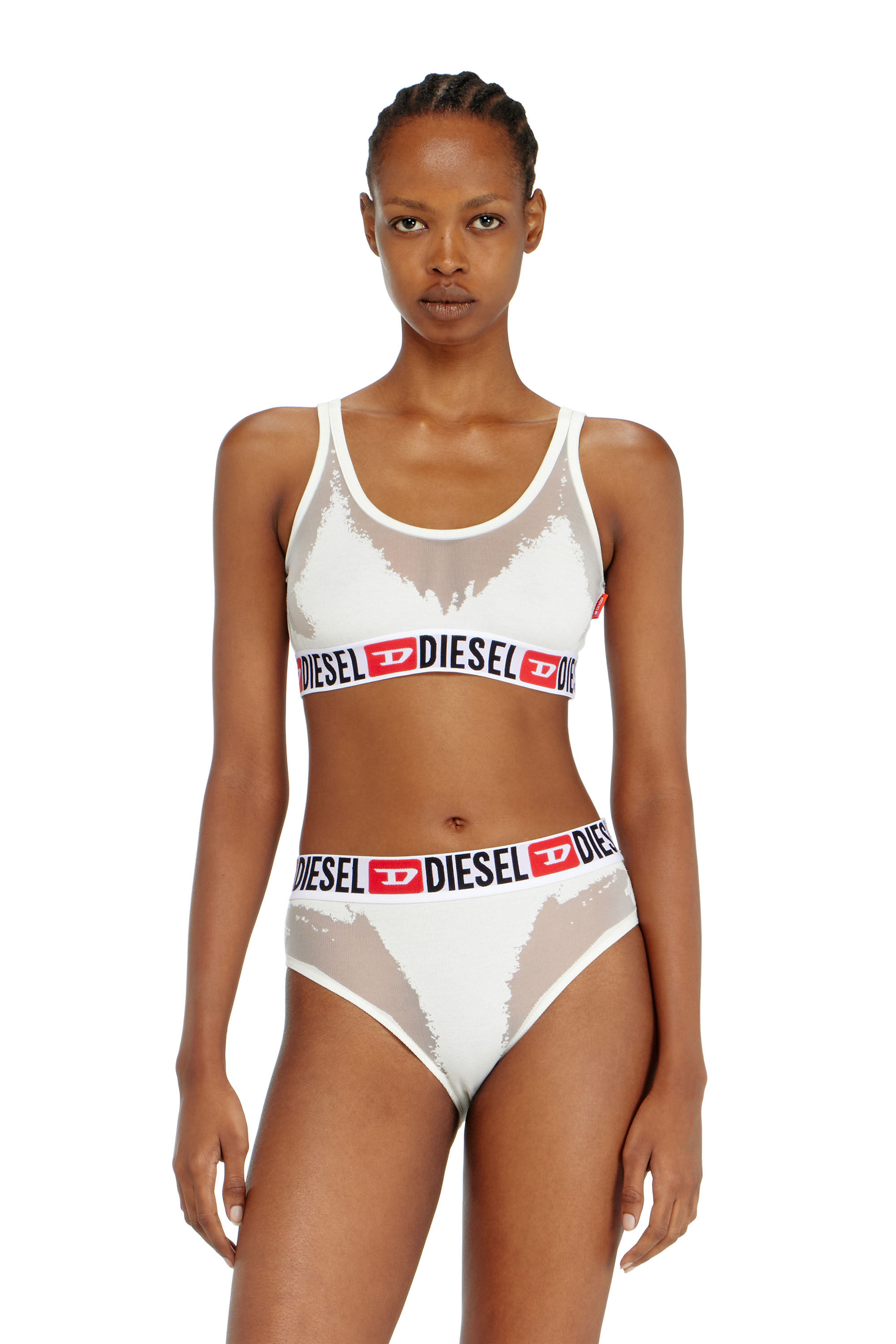 Diesel - PR-ORIBA-D-CORE, Bralette con effetto devor&eacute; trasparente Donna in Bianco - 3