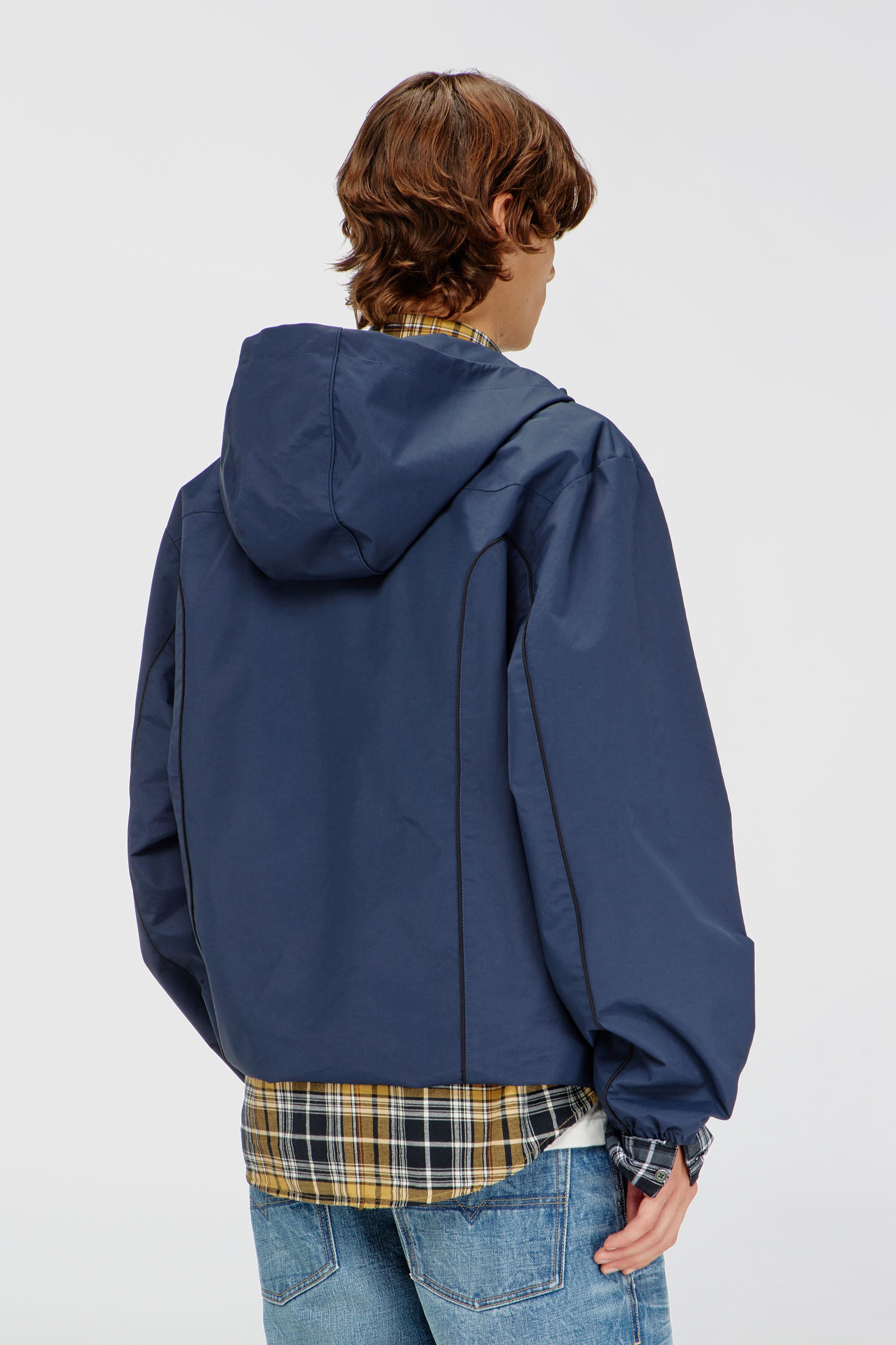 Diesel - J-HIVES-WRD, Man's Windbreaker with contrast piping in Blue - 4