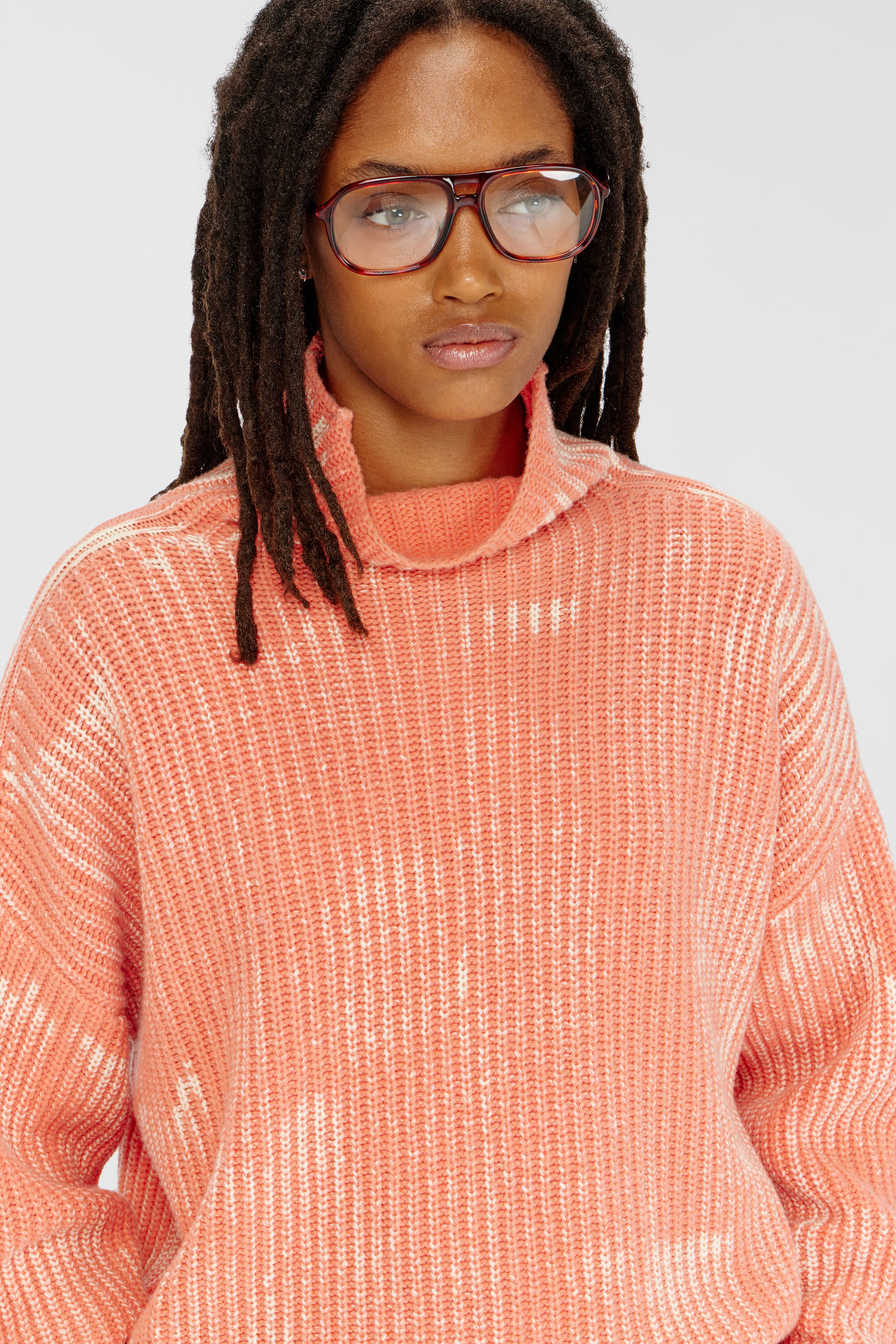 Diesel - M-AMET, Maglione a collo funnel in misto lana a costine Donna in Rosso - 5