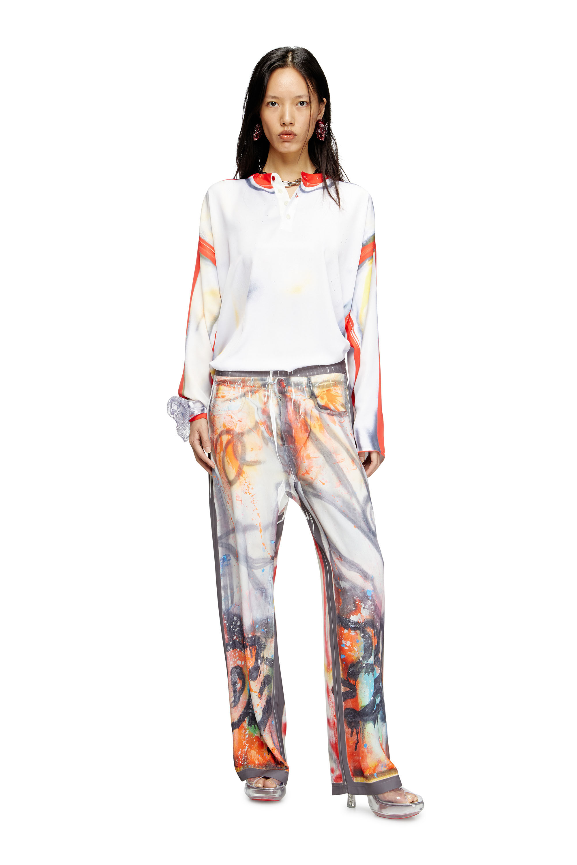 Diesel - P-AFTER-GRAFFITI-USA, Pantalone relaxed con stampa graffiti Unisex in Grigio - 6