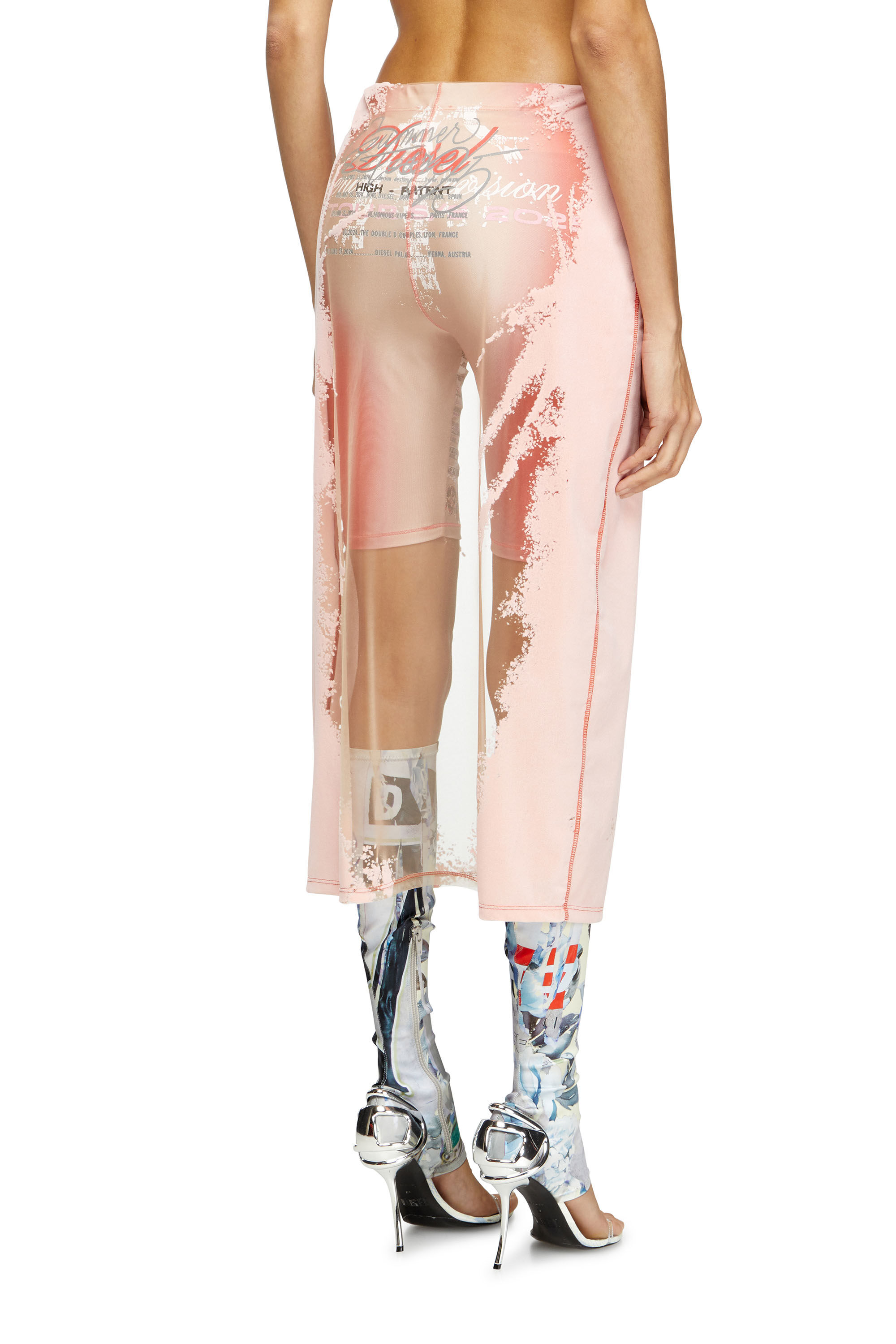 Diesel - O-LYAC, Gonna midi a strati con stampa DJ Donna in Rosa - 4