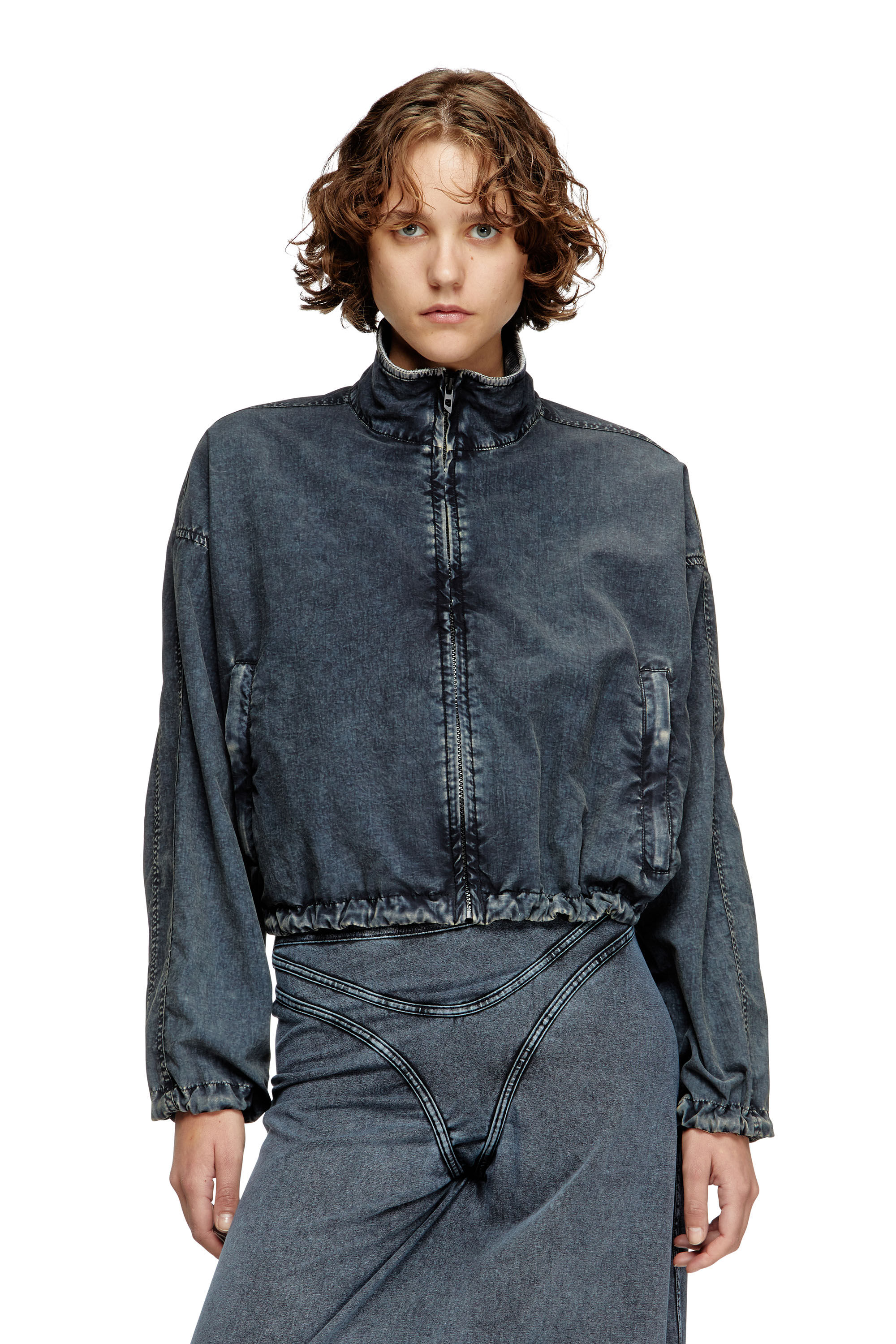 Diesel - G-LEAM-R1, Giacca corta in nylon di Taslan riciclato Donna in Blu - 3