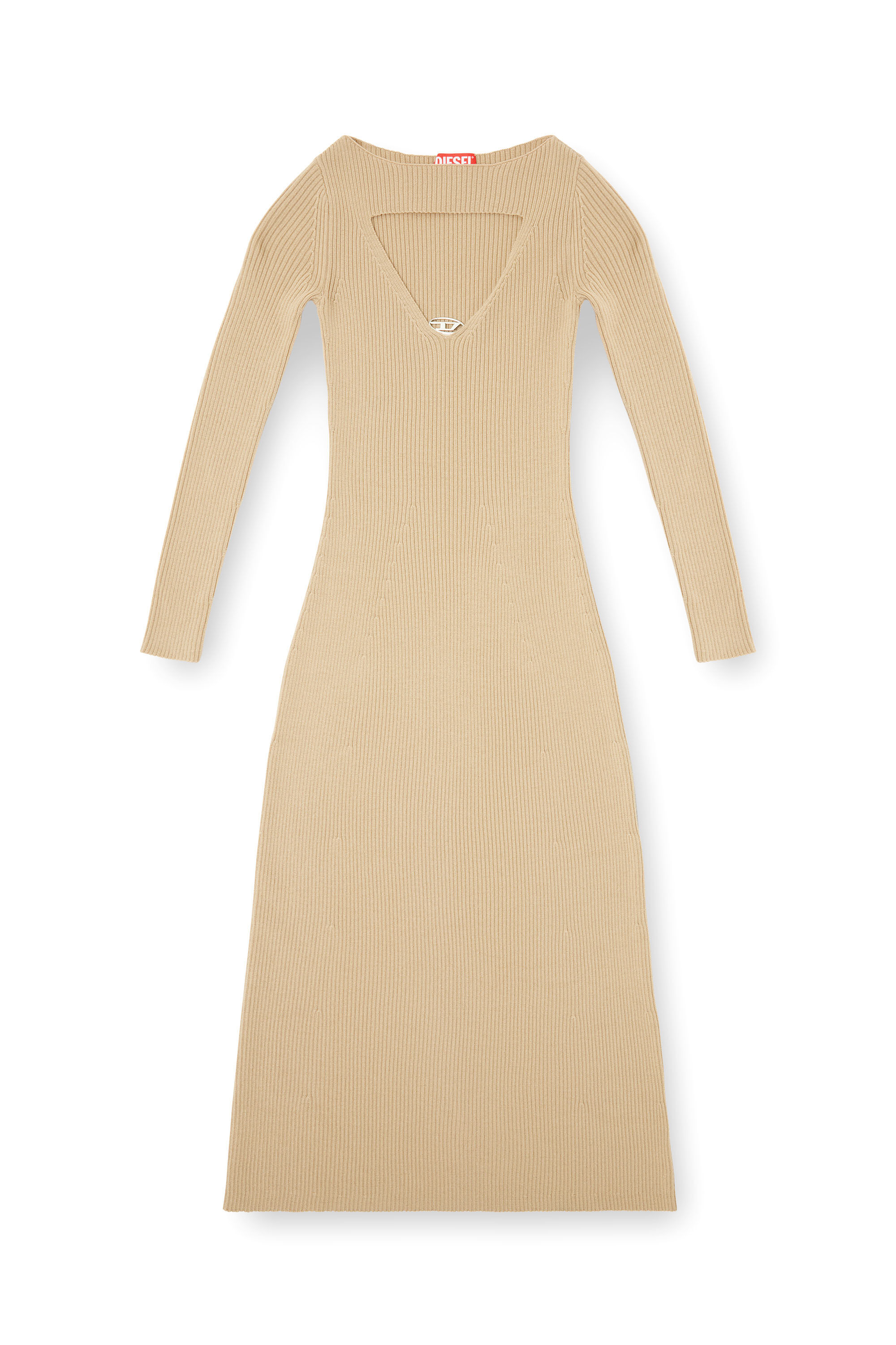 Diesel - M-OLONI, Abito midi in lana con intarsio Donna in Marrone - 2