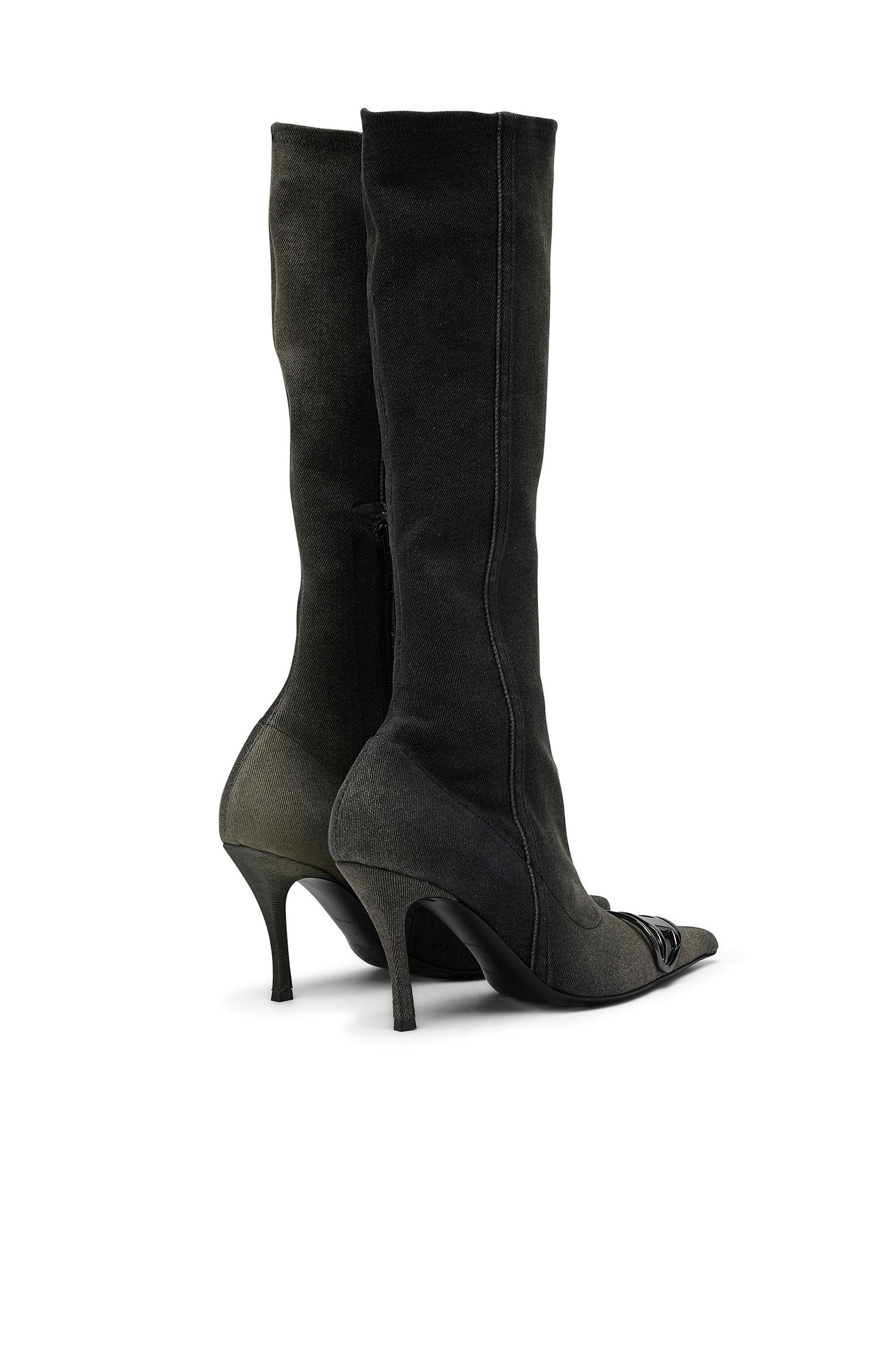 D Venus Stivali al ginocchio in denim stretch Donna Nero Diesel
