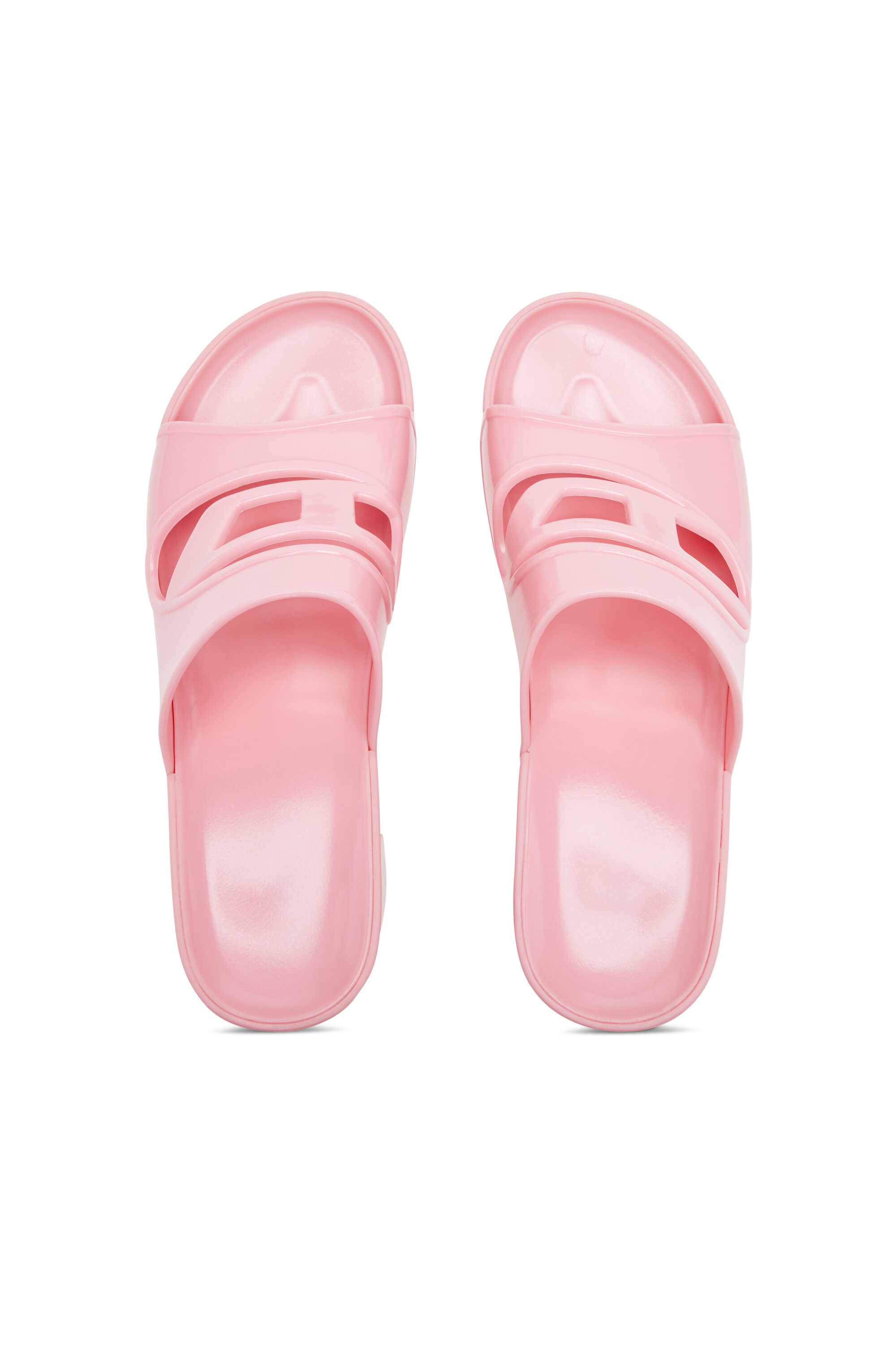 Diesel - SA-BONNIE, Sa-Bonnie-Slide in gomma con tacco e logo cut-out Donna in Rosa - 4