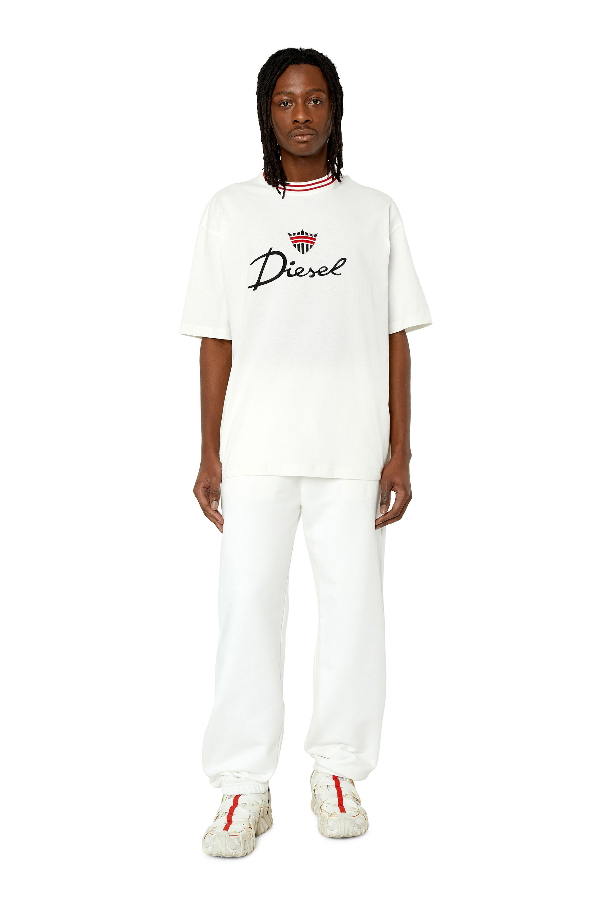 Diesel - T-WASH-G6, T-shirt con logo e corona ricamati Uomo in Bianco - 1