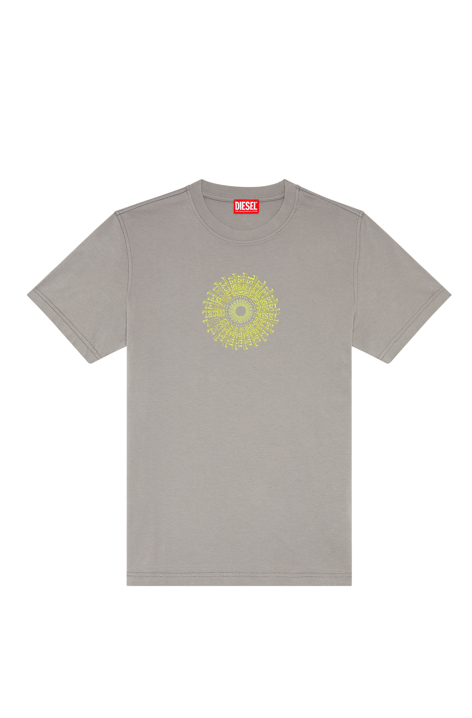 Diesel - T-DIEGOR-K71, T-shirt con stampa vortice Diesel Uomo in Grigio - 1