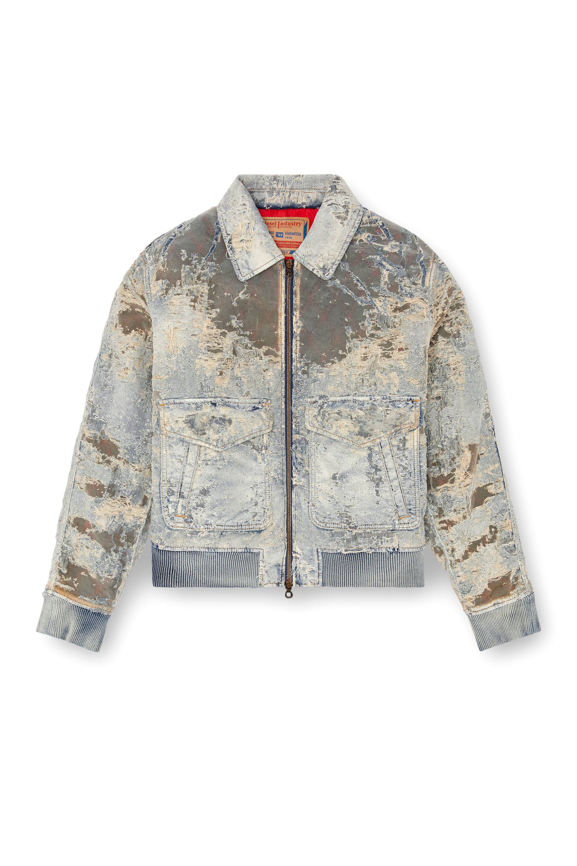 Diesel - D-MUDDY-FSF, Man's Aviator jacket in devoré denim in Light Blue - 2