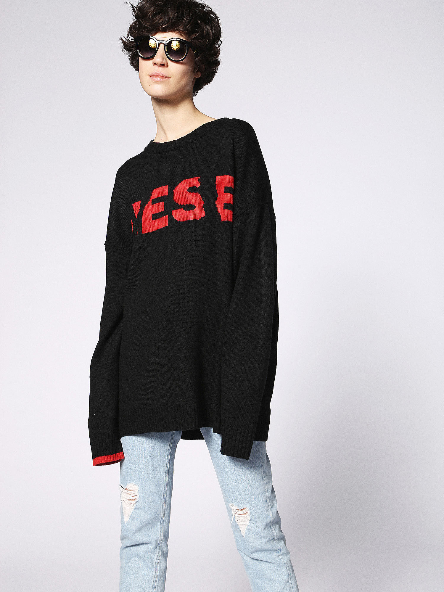 Diesel - DL0251, Occhiali tondi con clip-back lucente Unisex in Nero - 4