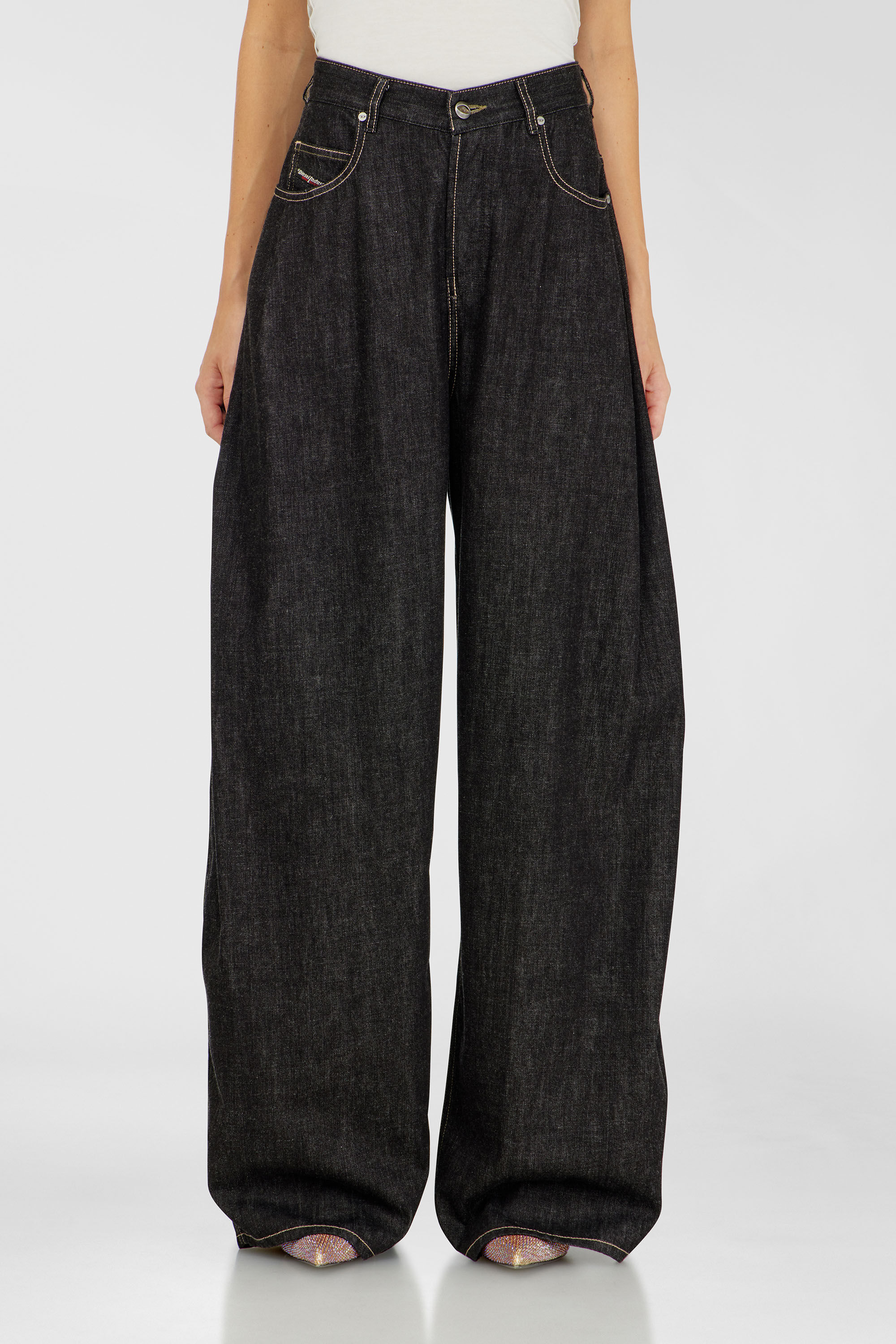 Diesel - Relaxed Jeans 1987 D-Khelz 09R42 Donna, Nero/Grigio scuro - Image 4