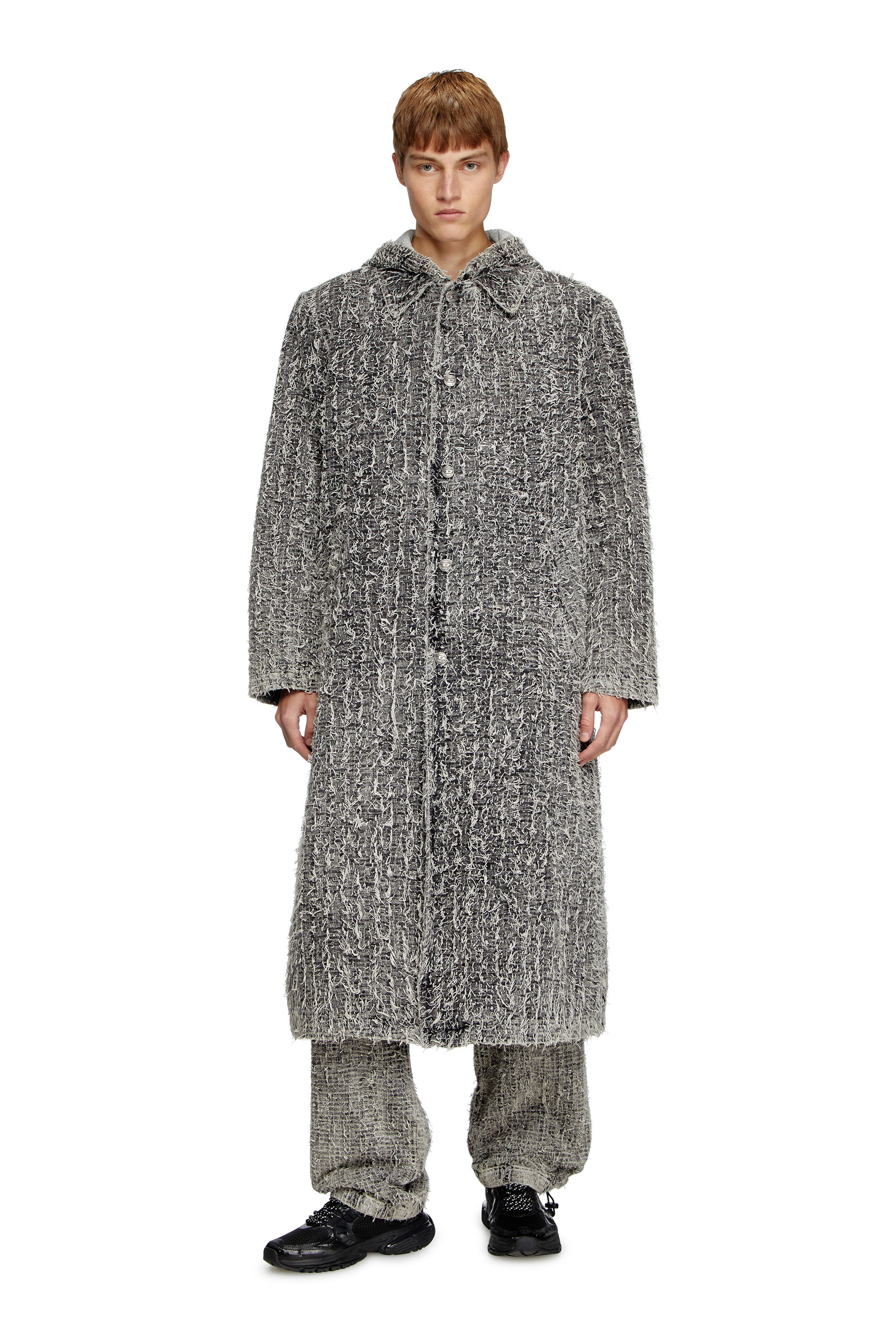 Diesel - D-JACK-S, Cappotto con cappuccio in denim bouclé Unisex in Nero - 1