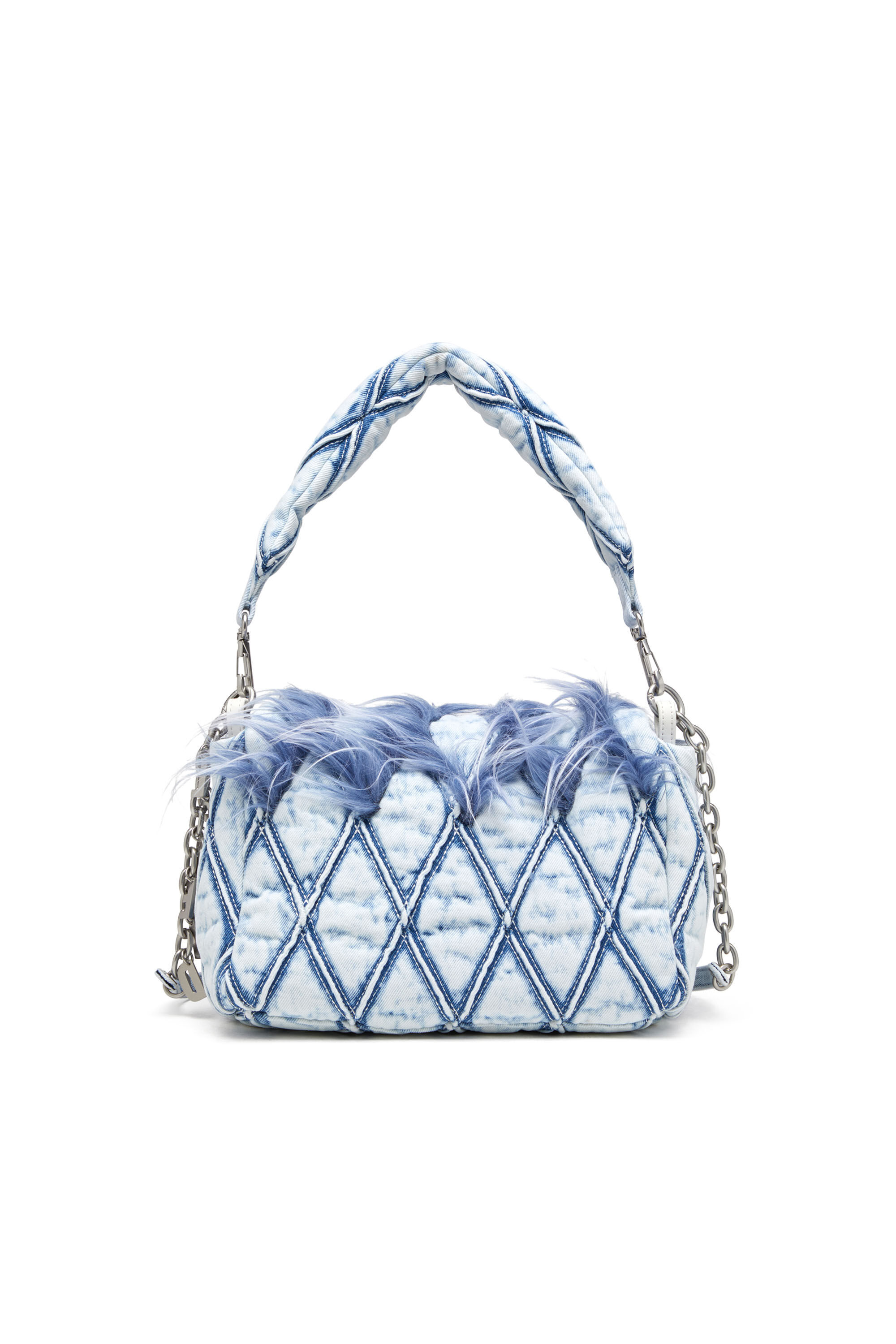 Diesel - CHARM-D SHOULDER M, Charm-D M-Borsa a spalla in denim e pelliccia sintetica Donna in Blu - 3