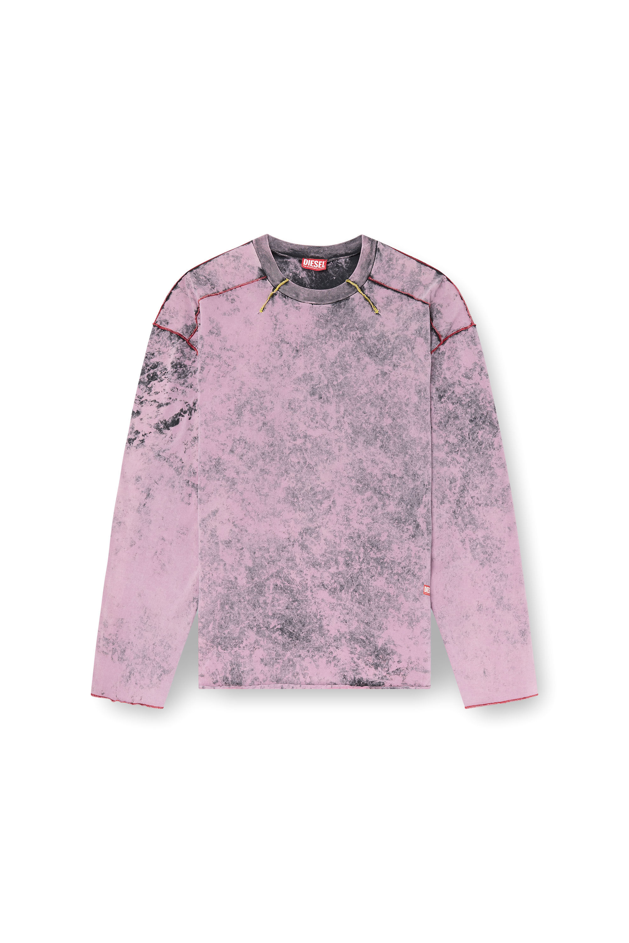 Diesel - T-CRAHOR-LS-R1, T-shirt a maniche lunghe trattata Uomo in Rosa - 2