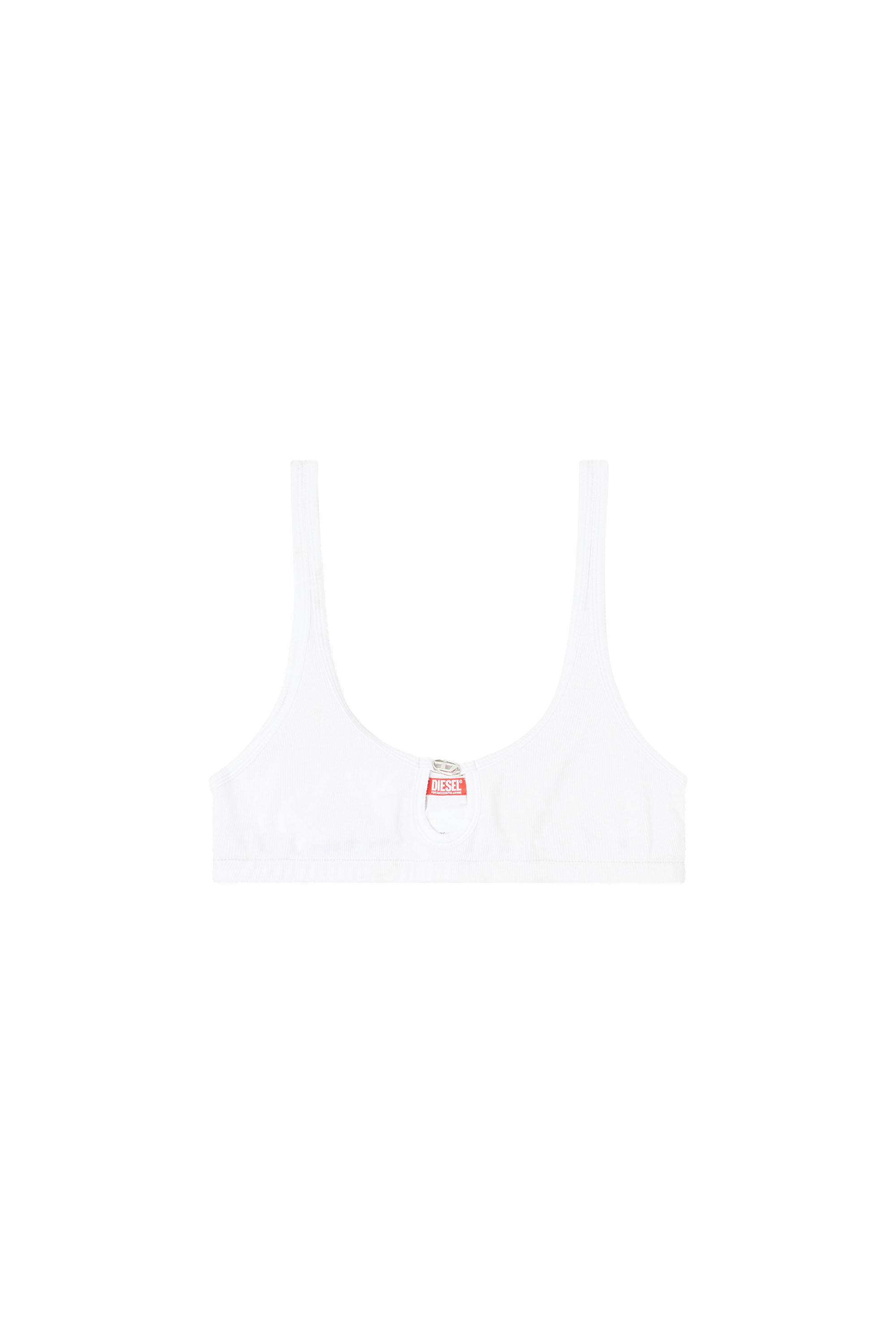 Diesel - FLORENCE-DNM, Reggiseno morbido in cotone a costine con gioiello Oval D Donna in Bianco - 2