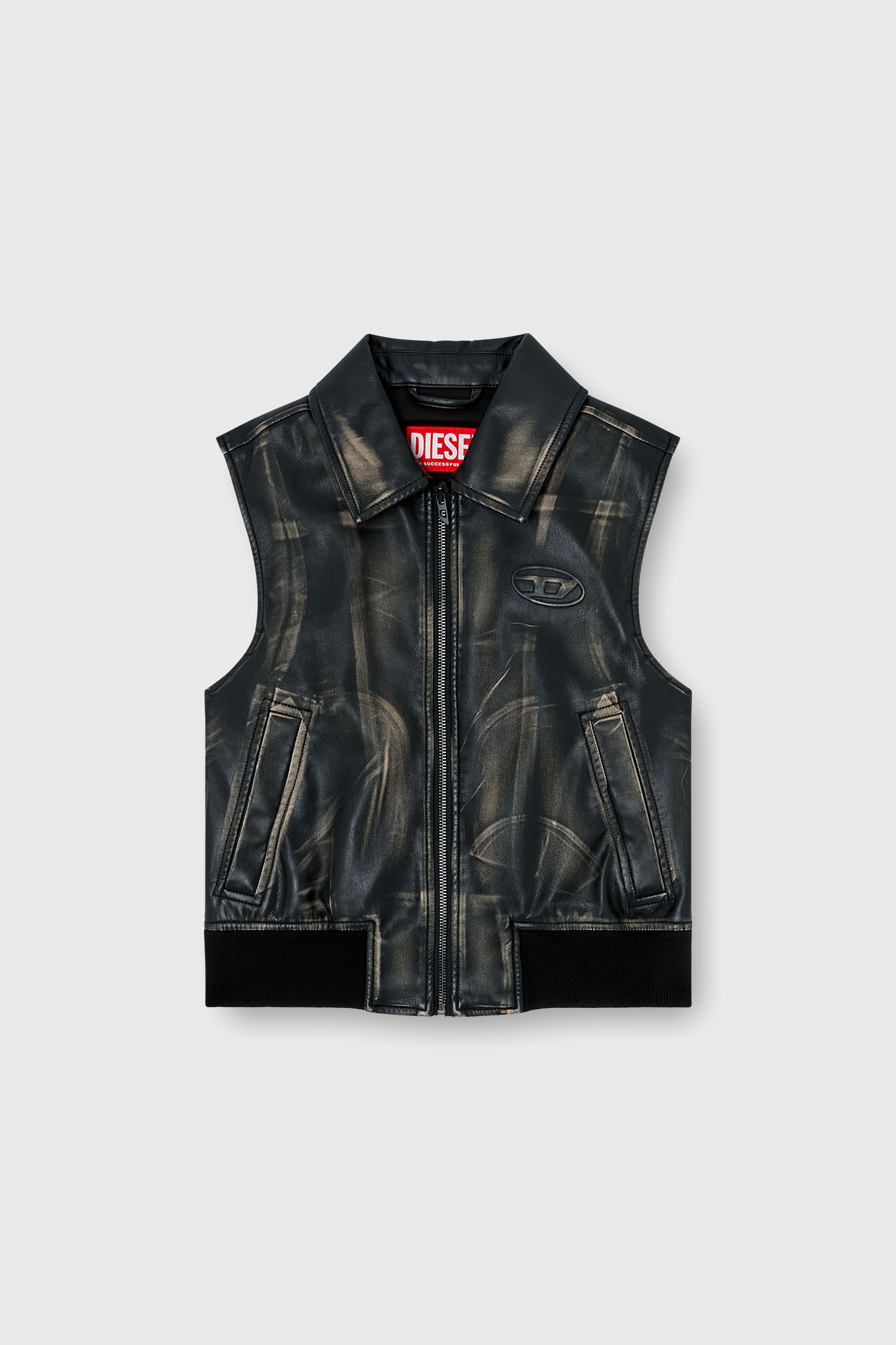 Diesel - G-INKO, Gilet bomber con effetto distressed Donna in Marrone - 2