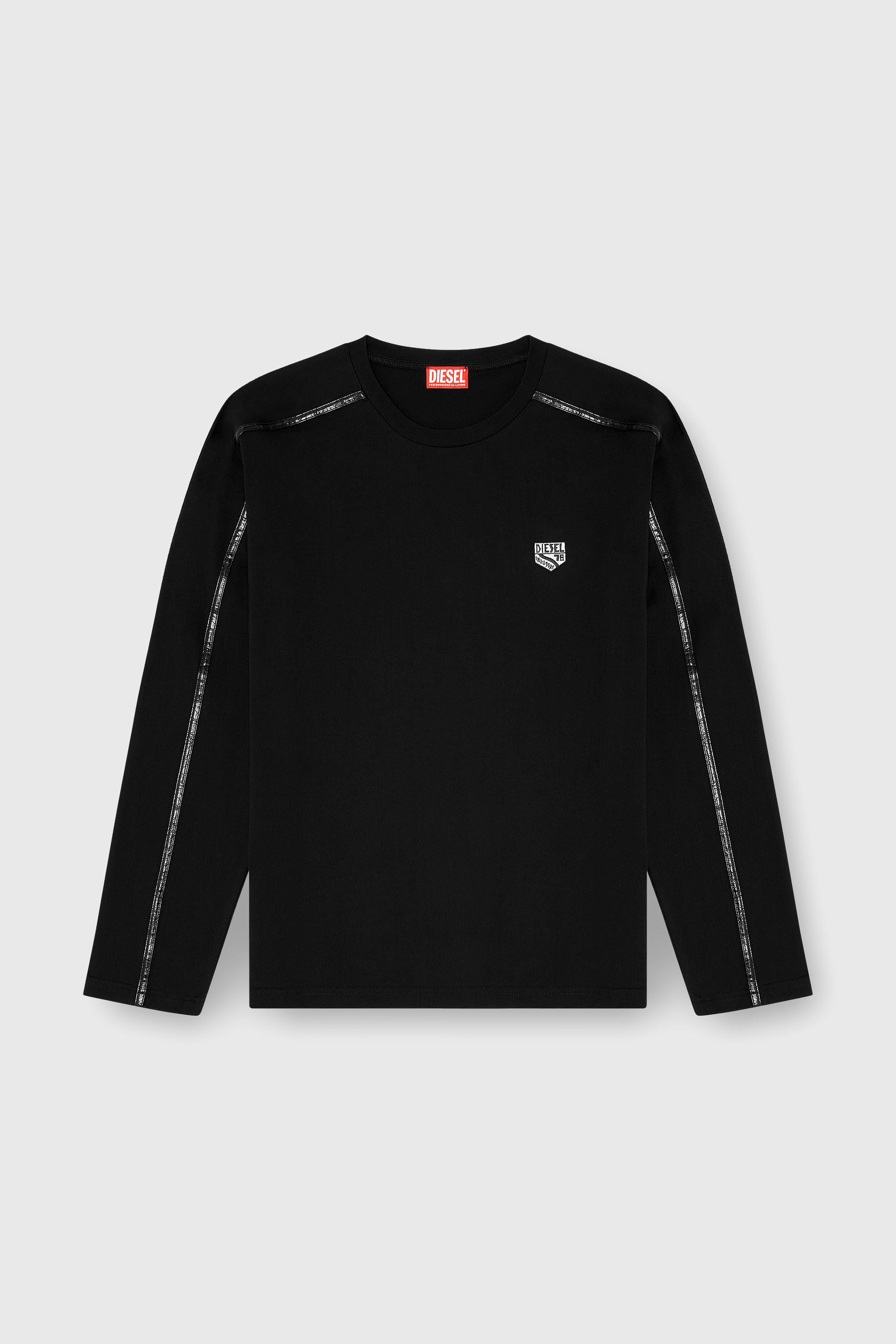 Diesel - T-NORM-LS-FL, T-shirt a manica lunga con profili tono su tono Uomo in Nero - 2