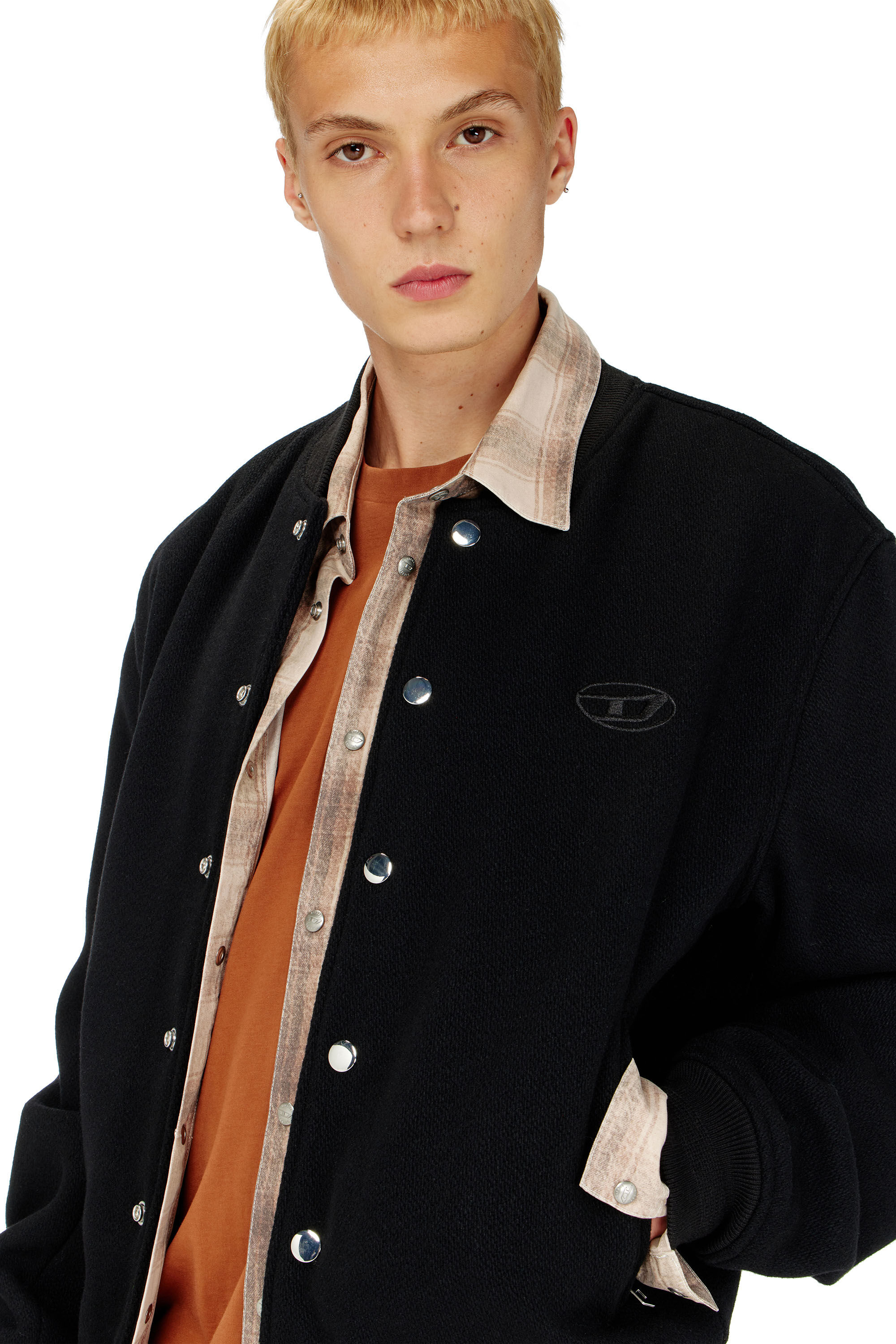 Diesel - J-ARRY-WRD, Giacca bomber in panno misto lana Uomo in Nero - 5