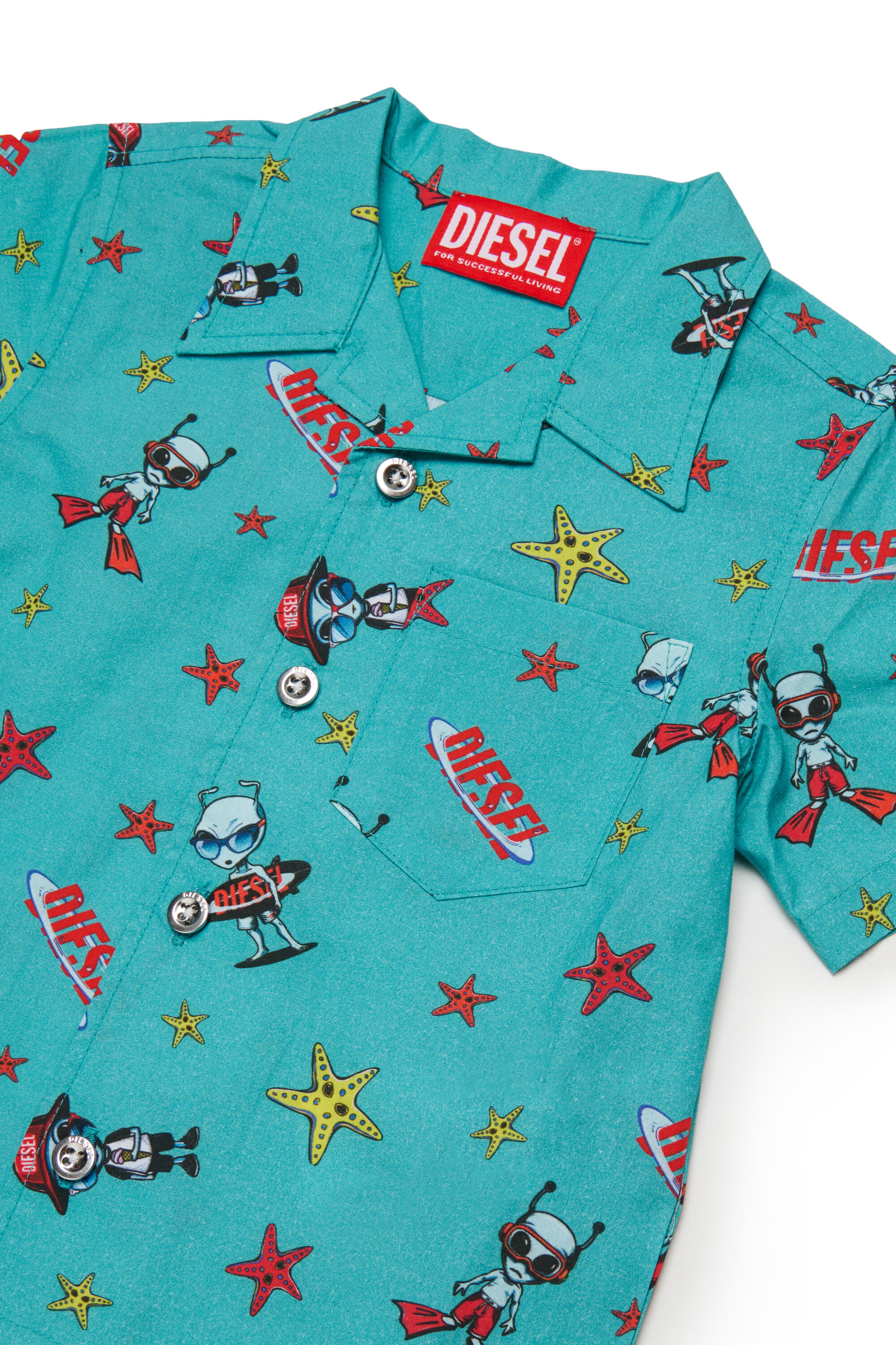 Diesel - MCALYB, Camicia di cotone con stampe all over Uomo in Verde - 3