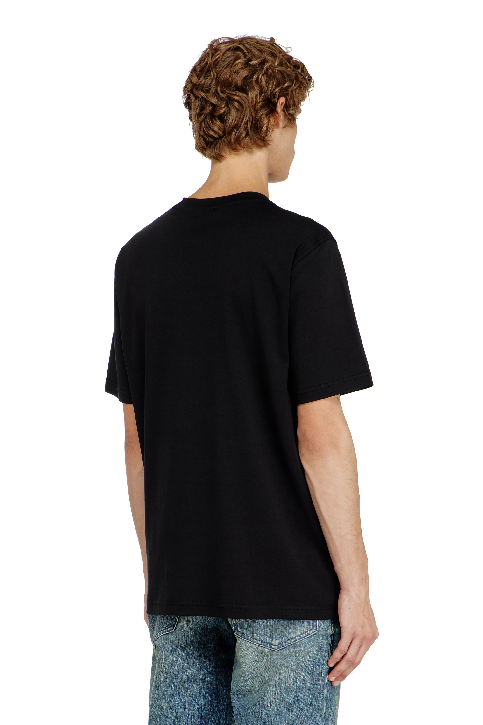 Diesel - T-ADJUST-V-MICRODIV, T-shirt con scollo a V con micro ricamo logo Uomo in Nero - 4