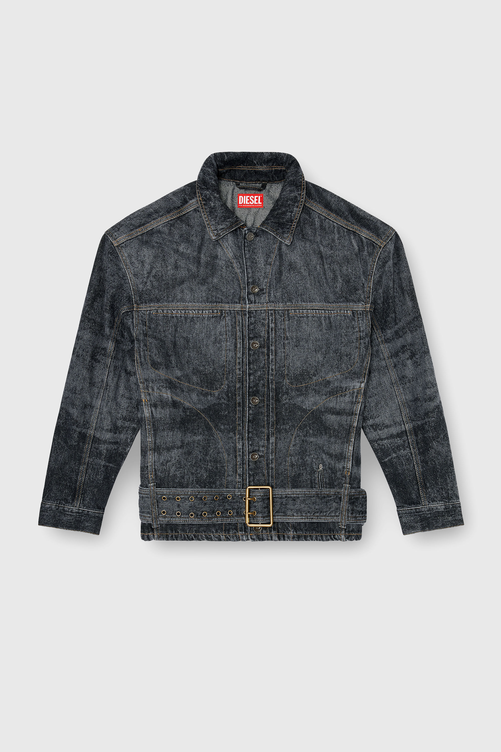 Diesel - D-VALERO-S, Giacca in denim d'ispirazione biker Uomo in Grigio - 2