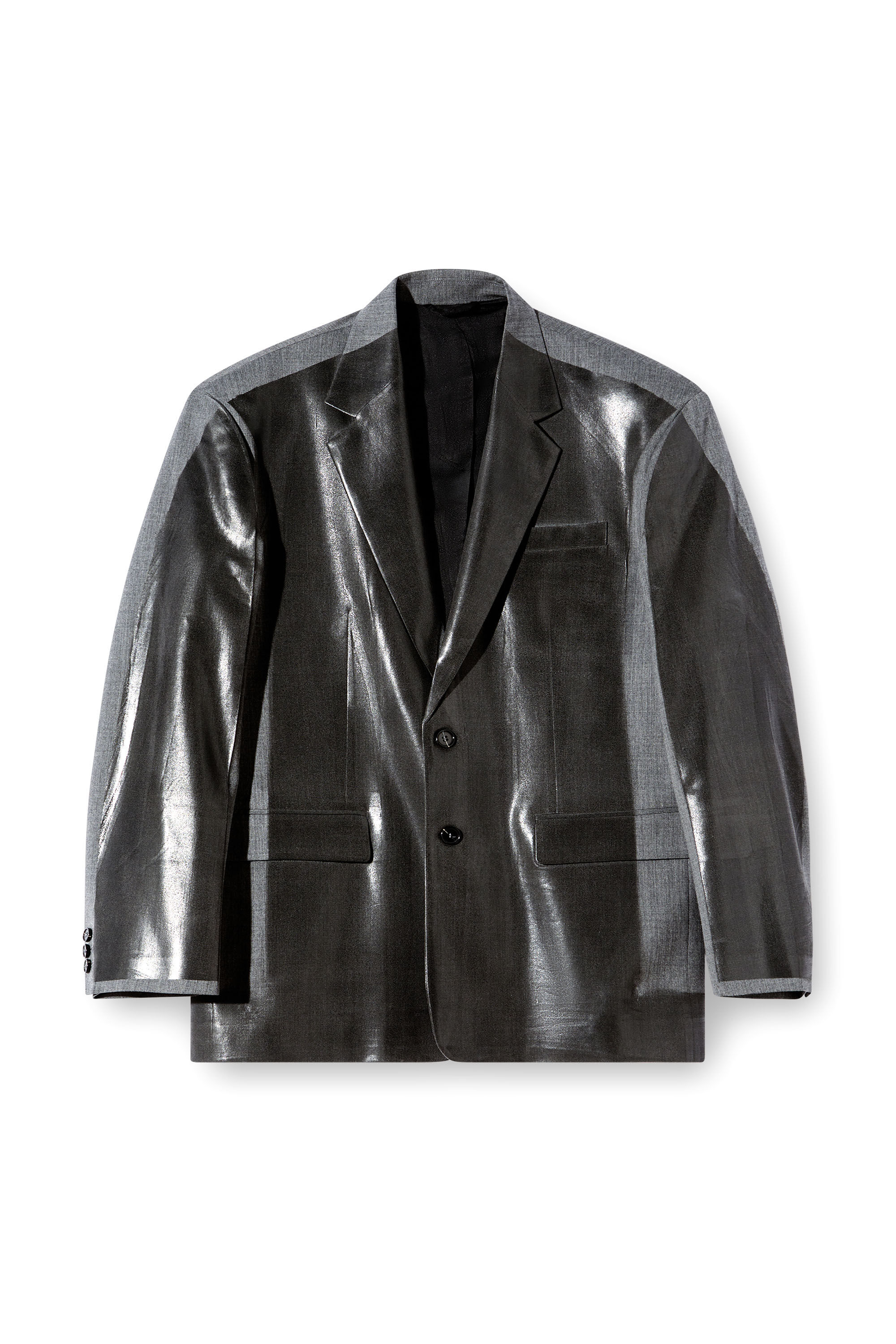 Diesel - J-OVER-DD, Blazer oversize con coating Unisex in Nero - 2