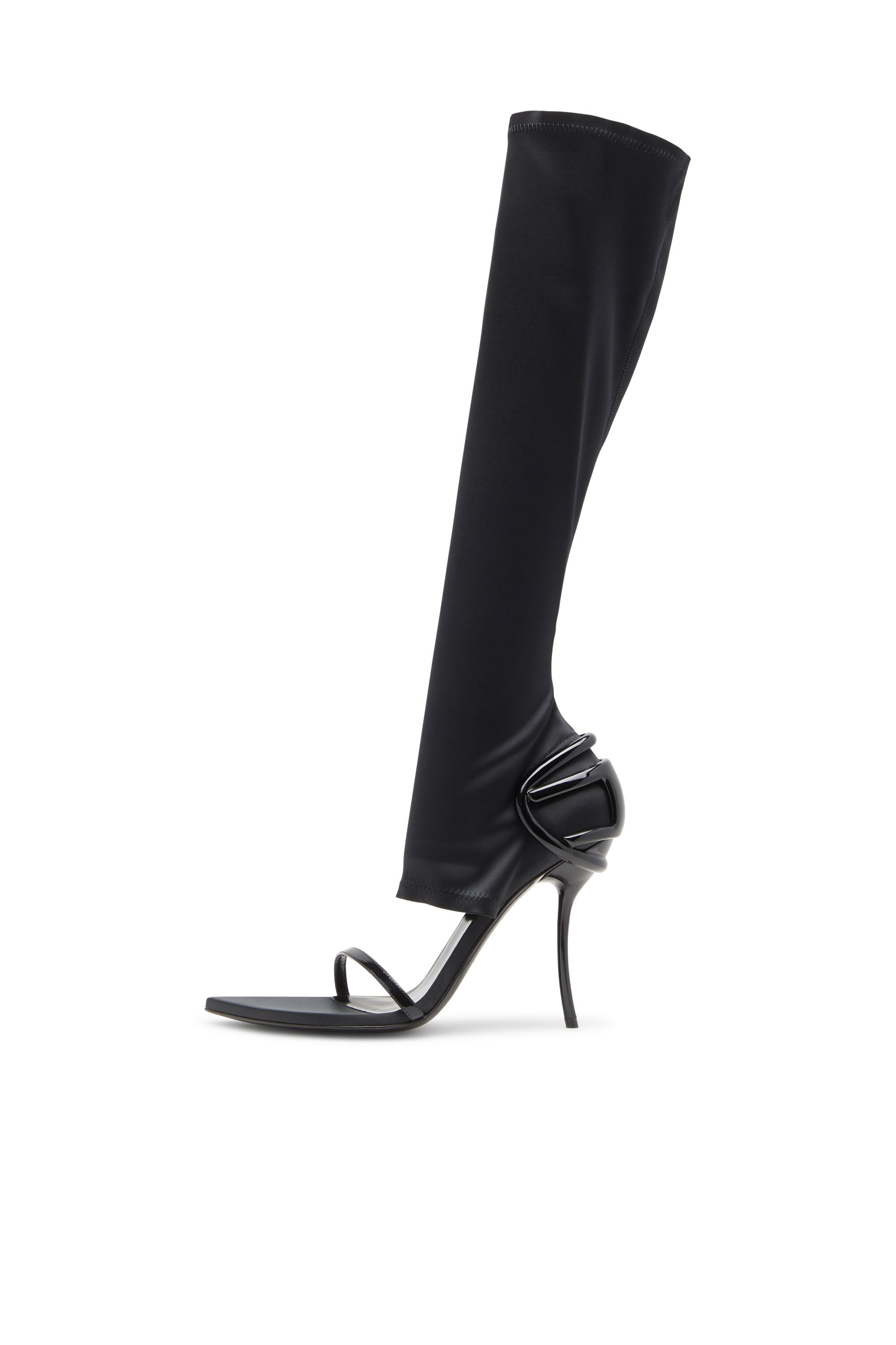 Diesel - D-TEN&HALF SDL KB, D-Ten&Half-Sandalo knee-boot in raso stretch Donna in Nero - 6