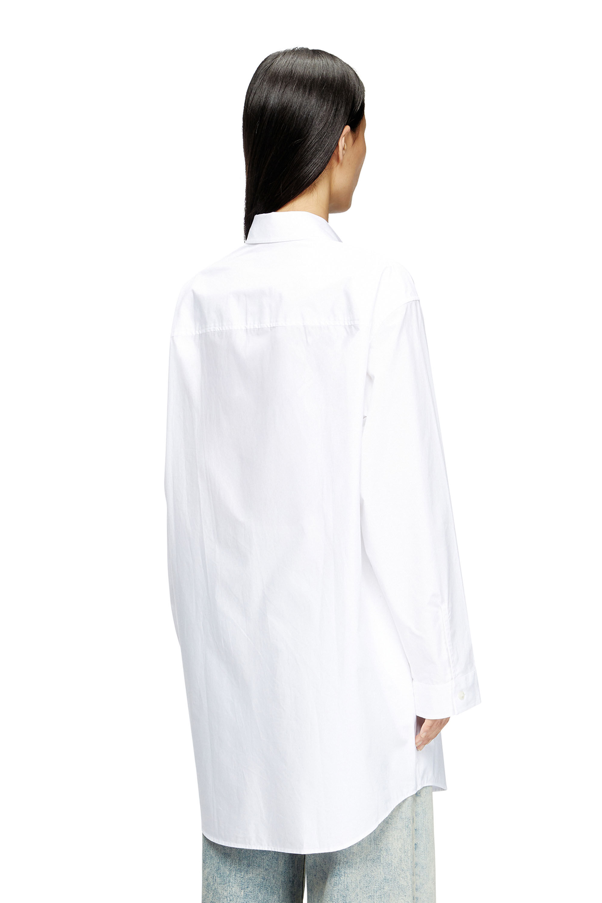 Diesel - D-DALIS, Abito a camicia con logo ricamato Donna in Bianco - 4