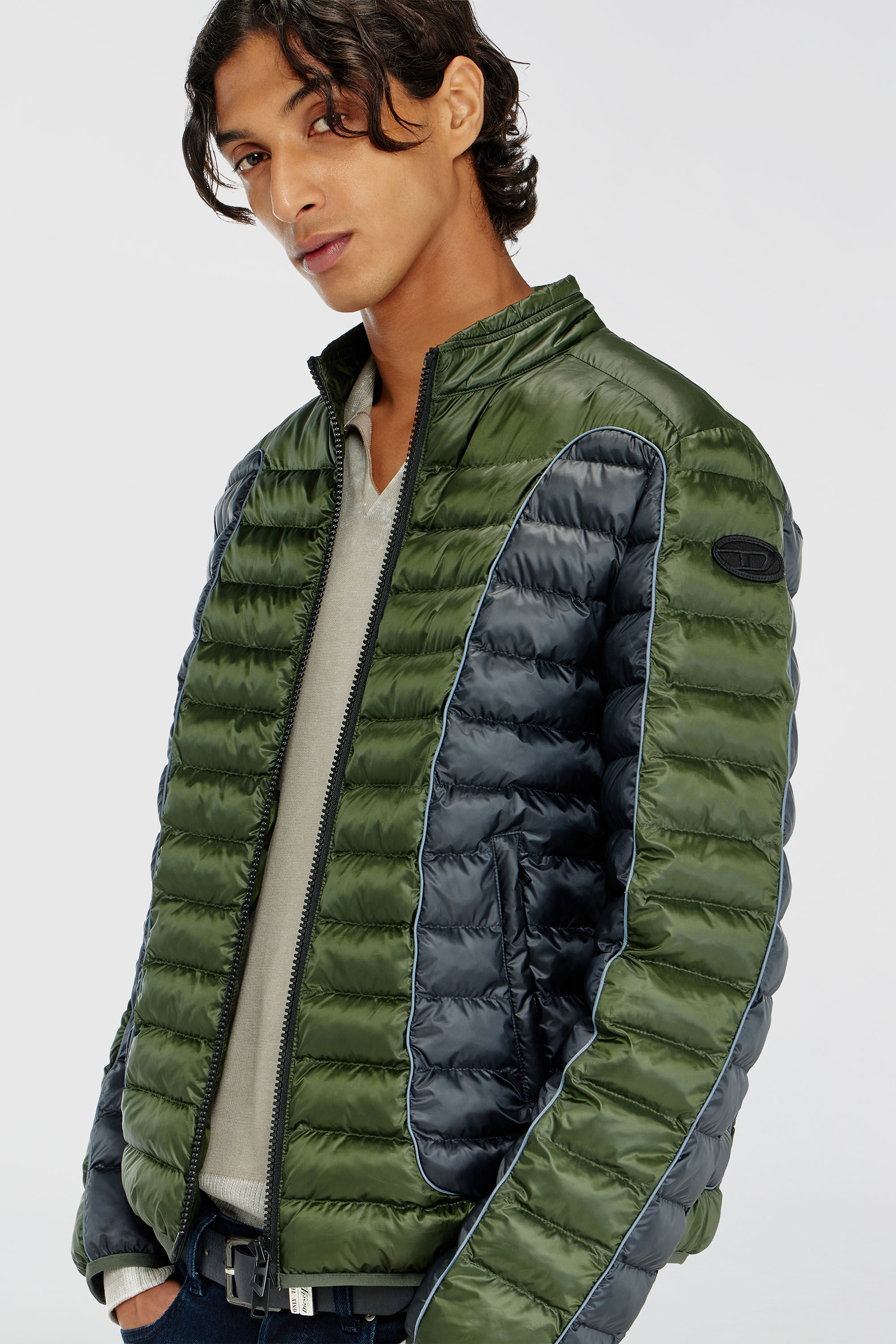 Diesel - W-PILOT-BLOCK, Piumino stile biker con design colour-block Uomo in Multicolor - 5