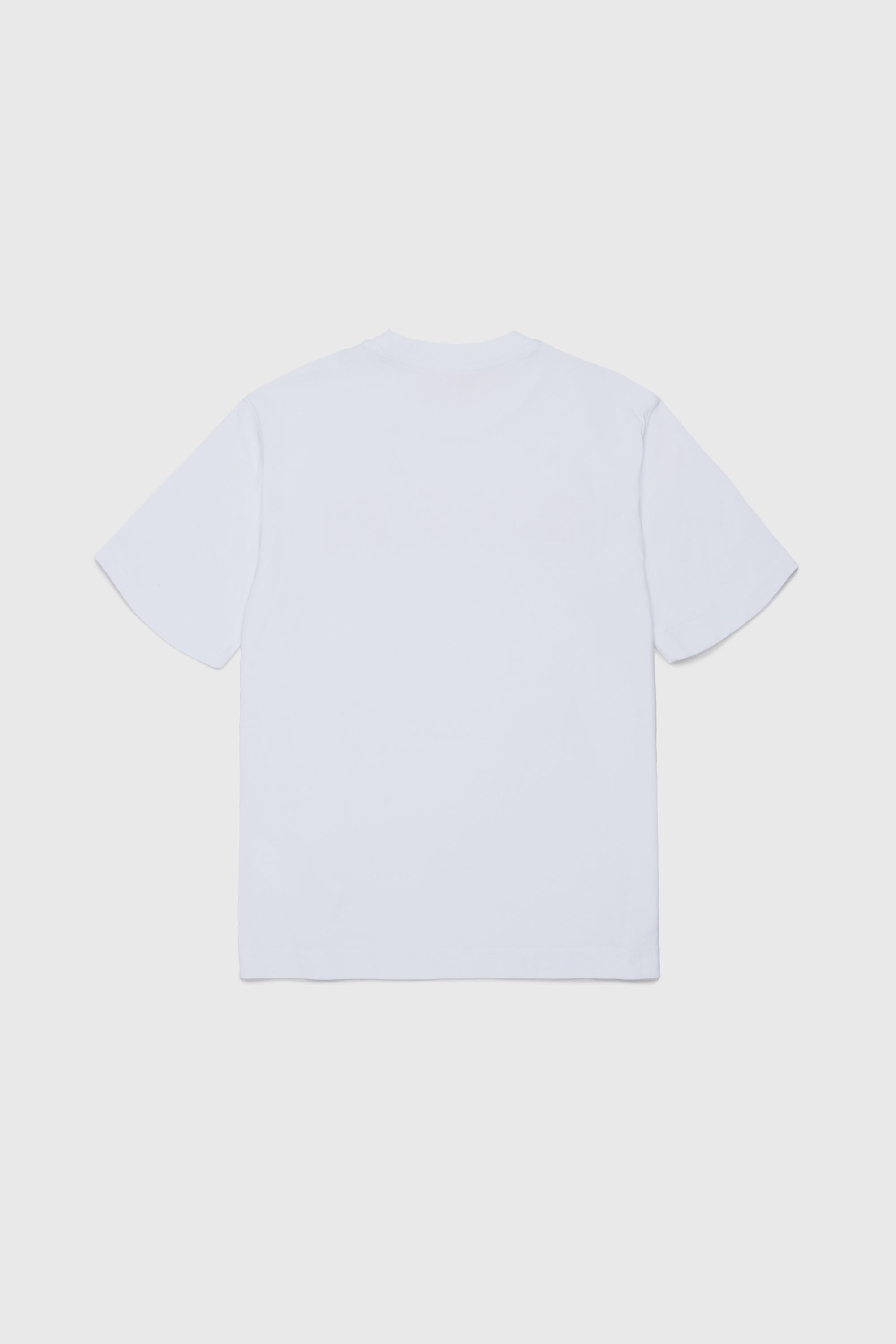 Diesel - TJEANS OVER, T-shirt in cotone con logo effetto sfrangiato Uomo in Bianco - 2